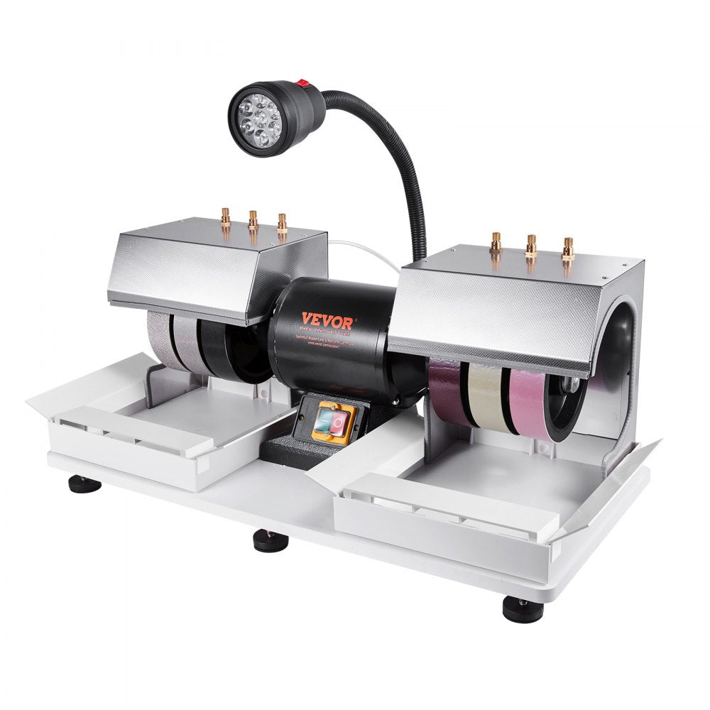 VEVOR Cabbing Machine, 6" 2HP 1800rpm Efficient, Lapidary Rock Grinder Polisher With Lamp & Water Pump, Gem Faceting Machine, Rock Grinding Machine for Gem Jade Stone, Create Cabochons for Necklaces 