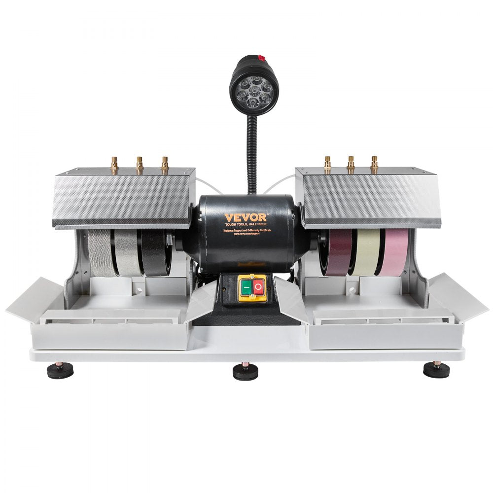 VEVOR Cabbing Machine, 6" 2HP 1800rpm Efficient, Lapidary Rock Grinder Polisher With Lamp & Water Pump, Gem Faceting Machine, Rock Grinding Machine for Gem Jade Stone, Create Cabochons for Necklaces 