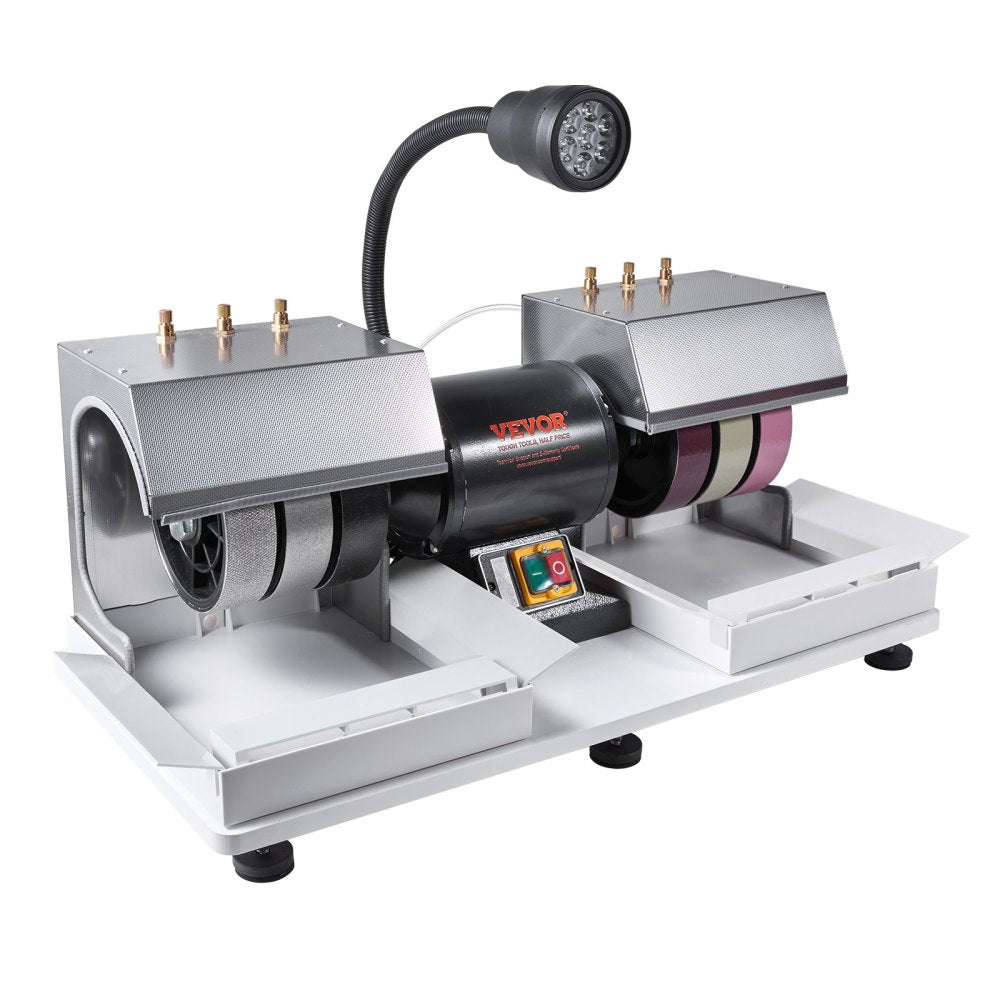 VEVOR Cabbing Machine, 6" 2HP 1800rpm Efficient, Lapidary Rock Grinder Polisher With Lamp & Water Pump, Gem Faceting Machine, Rock Grinding Machine for Gem Jade Stone, Create Cabochons for Necklaces 