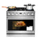 36-Inch Gas Range Oven with 6 Sealed Burners, 6.0 Cu. Ft. Convection Oven, Stainless Steel Freestanding Range