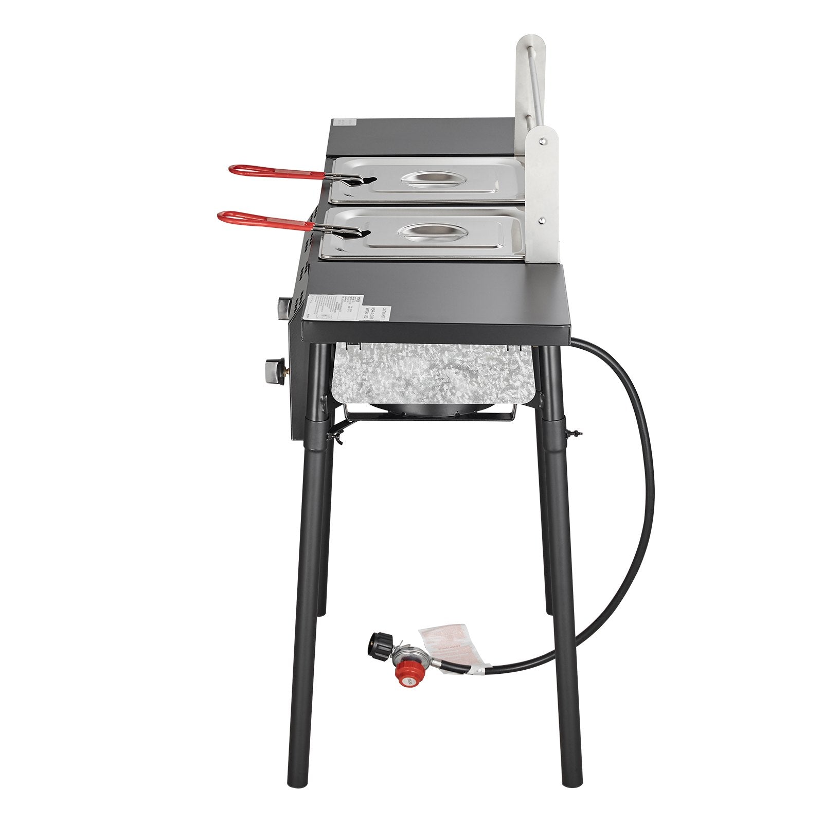 VEVOR Outdoor Propane Deep Fryer, Double Burners Commercial Fryer, 16 Qt Stainless Steel Cooker with Removable Baskets & Lids & Tanks, Oil Fryer Cart with Thermometer & Regulator, For Outdoor Cooking 