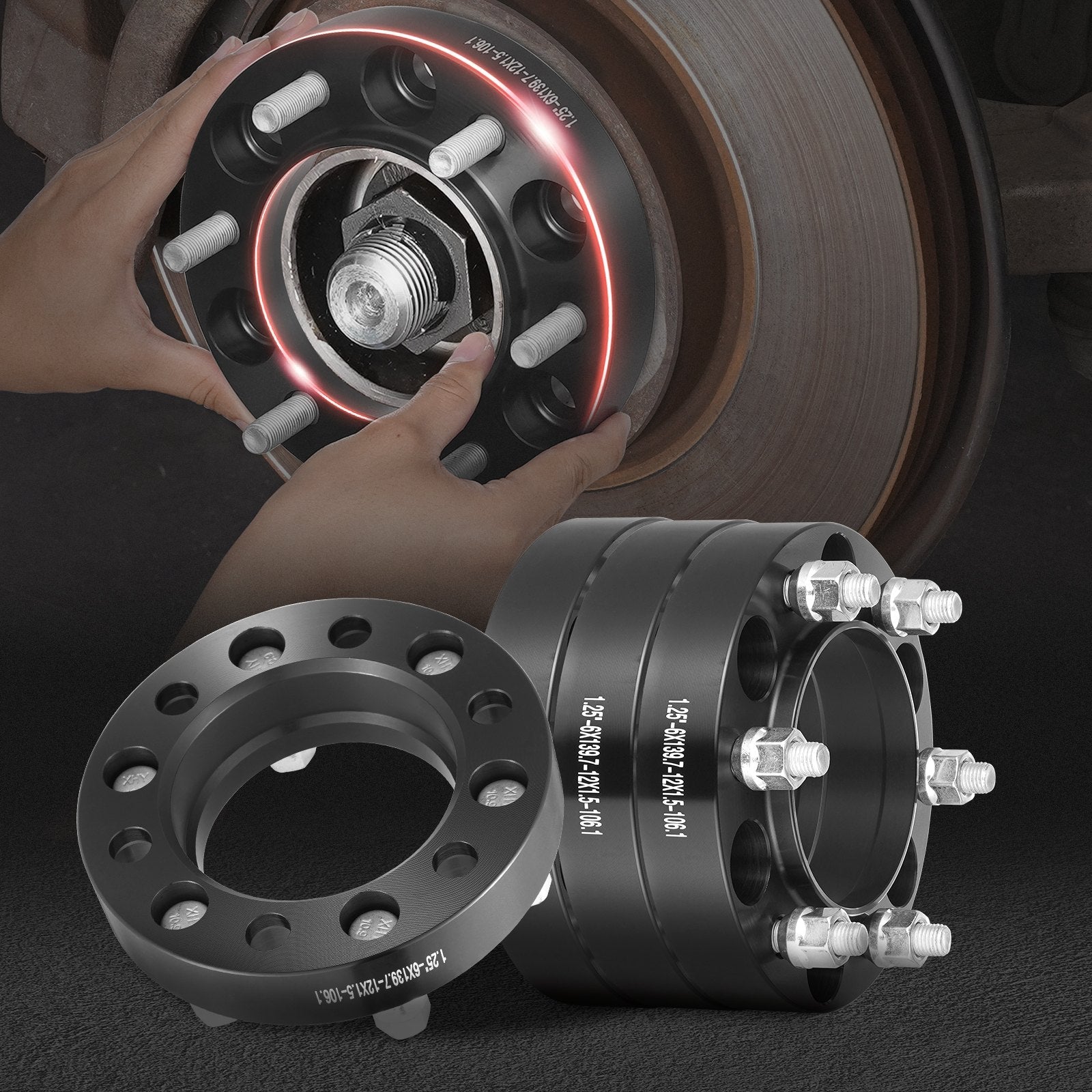 VEVOR 1.25" 6"x5.5" Wheel Spacers Wheel Adapters 6 Lug Forged Spacer 4 PCS Black 