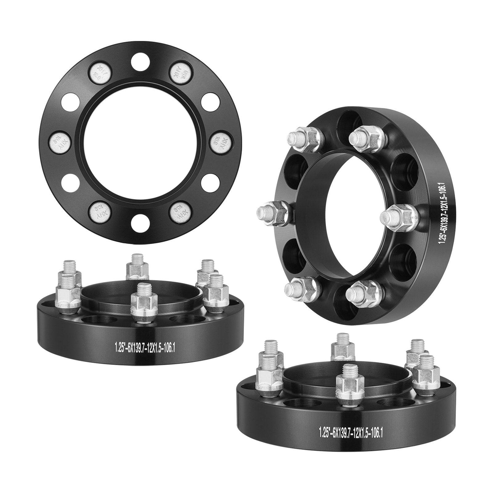 VEVOR 1.25" 6"x5.5" Wheel Spacers Wheel Adapters 6 Lug Forged Spacer 4 PCS Black 