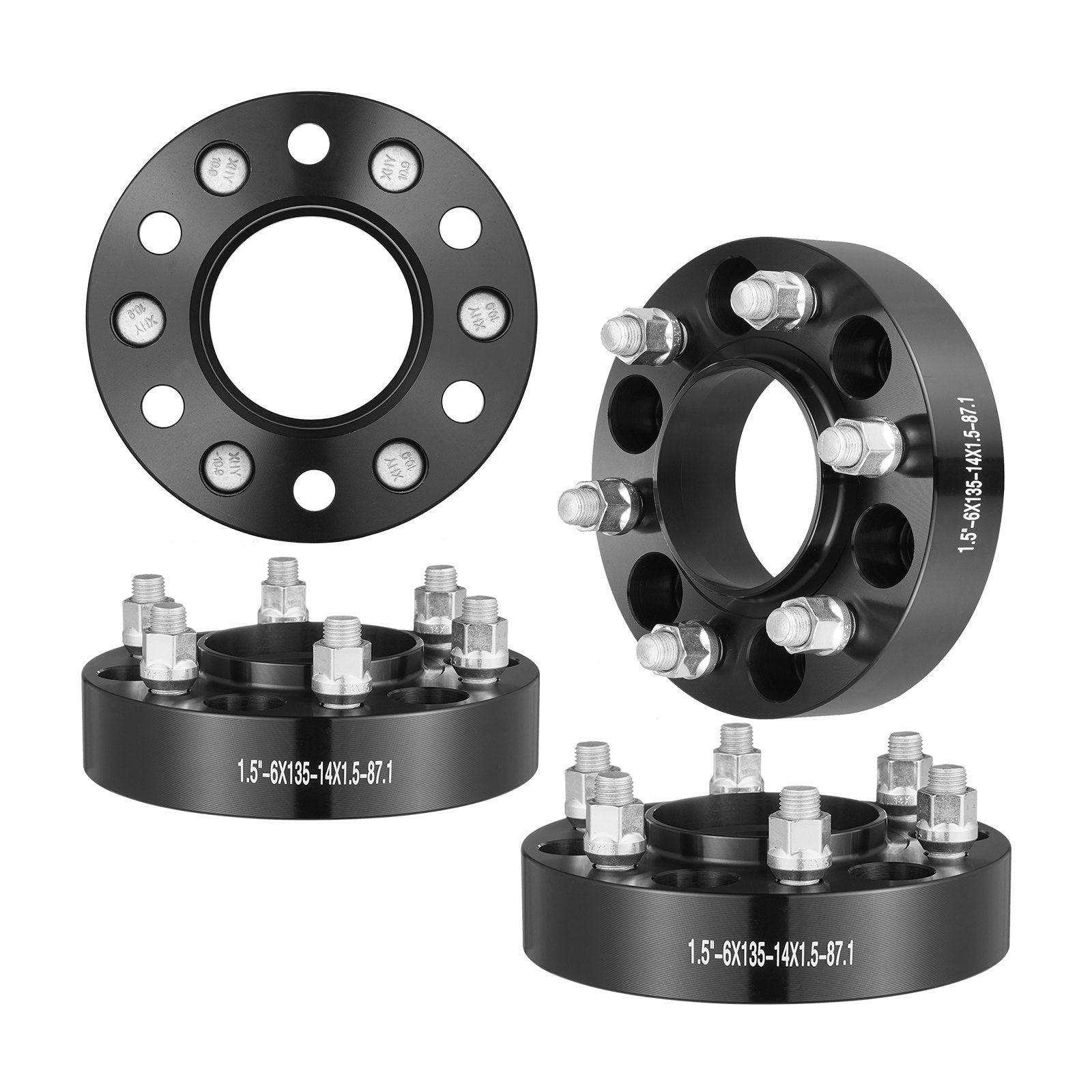 VEVOR 1.5" 6"x5.3" Wheel Spacers Wheel Adapters 6 Lug Forged Spacer 4 PCS Black 