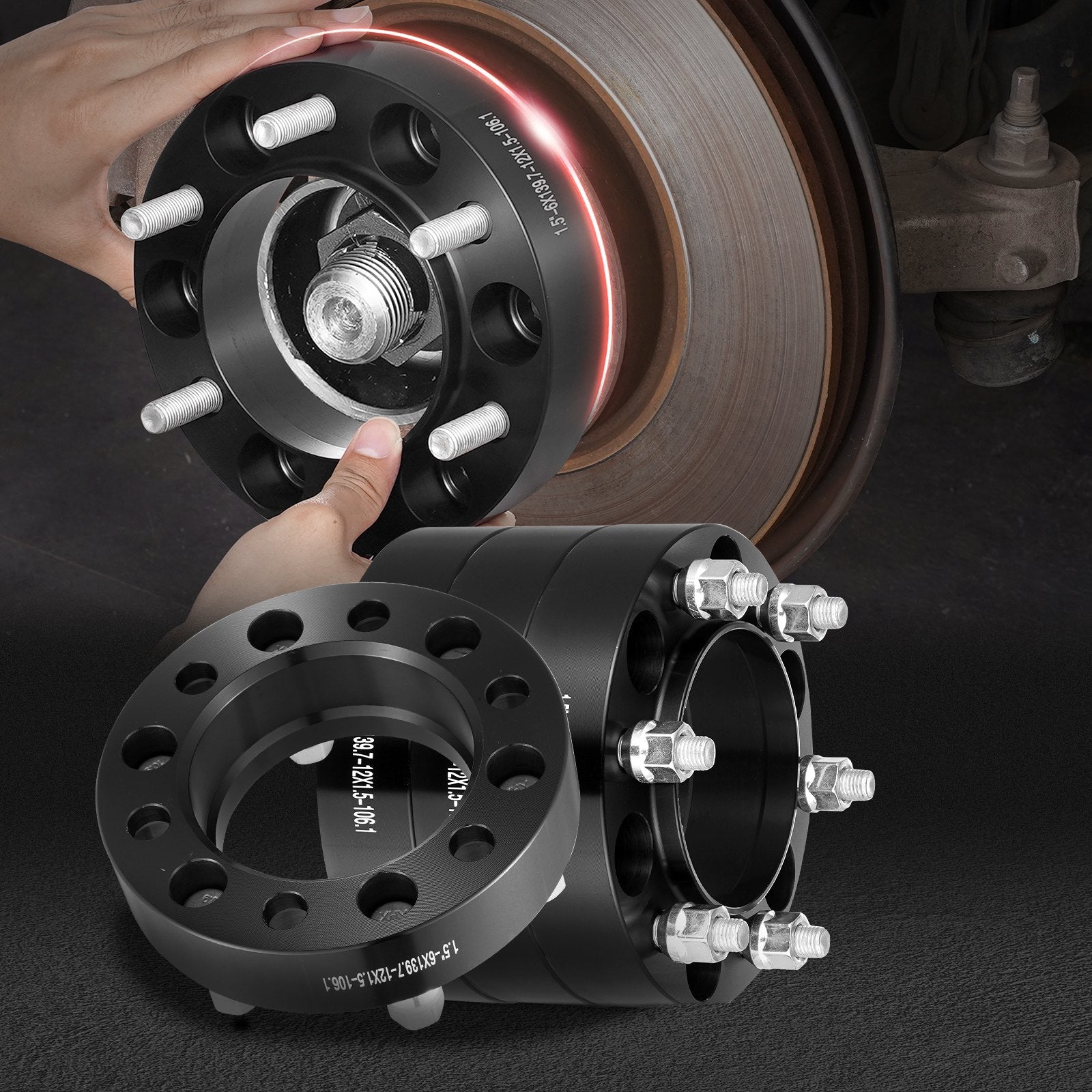 VEVOR 1.5" 6"x5.5" Wheel Spacers Wheel Adapters 6 Lug Forged Spacer 4 PCS Black 