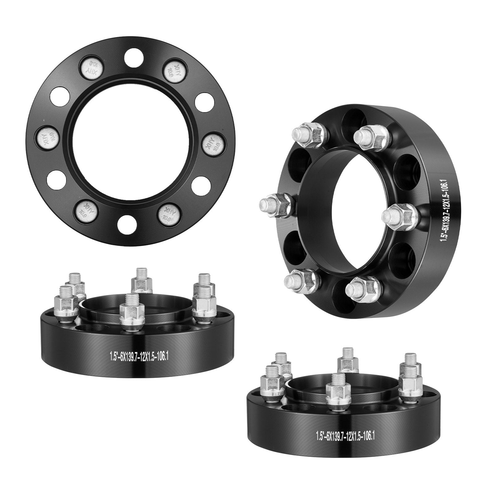 VEVOR 1.5" 6"x5.5" Wheel Spacers Wheel Adapters 6 Lug Forged Spacer 4 PCS Black 
