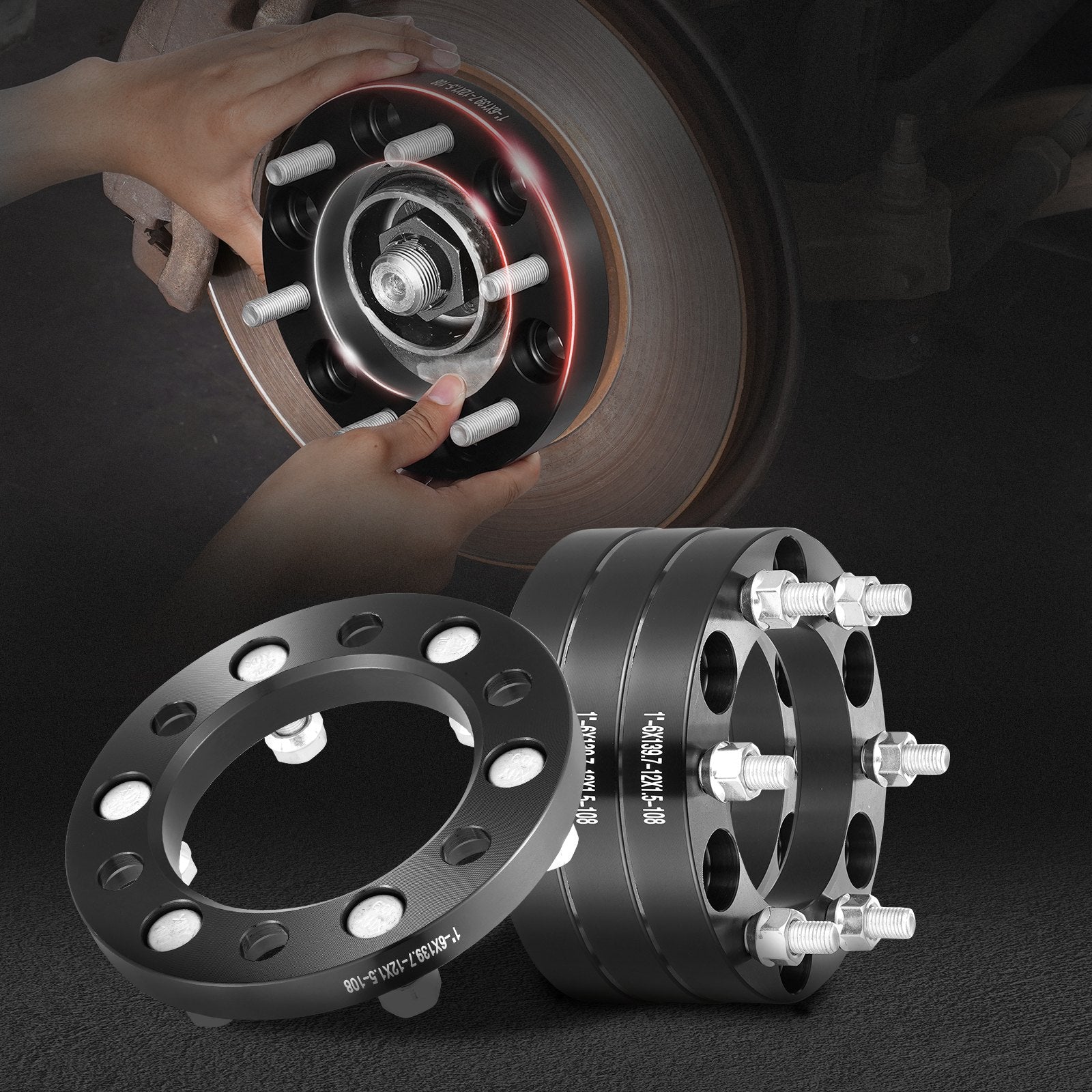 VEVOR 1" 6"x5.5" Wheel Spacers Wheel Adapters 6 Lug Forged Spacer 4 PCS Black 