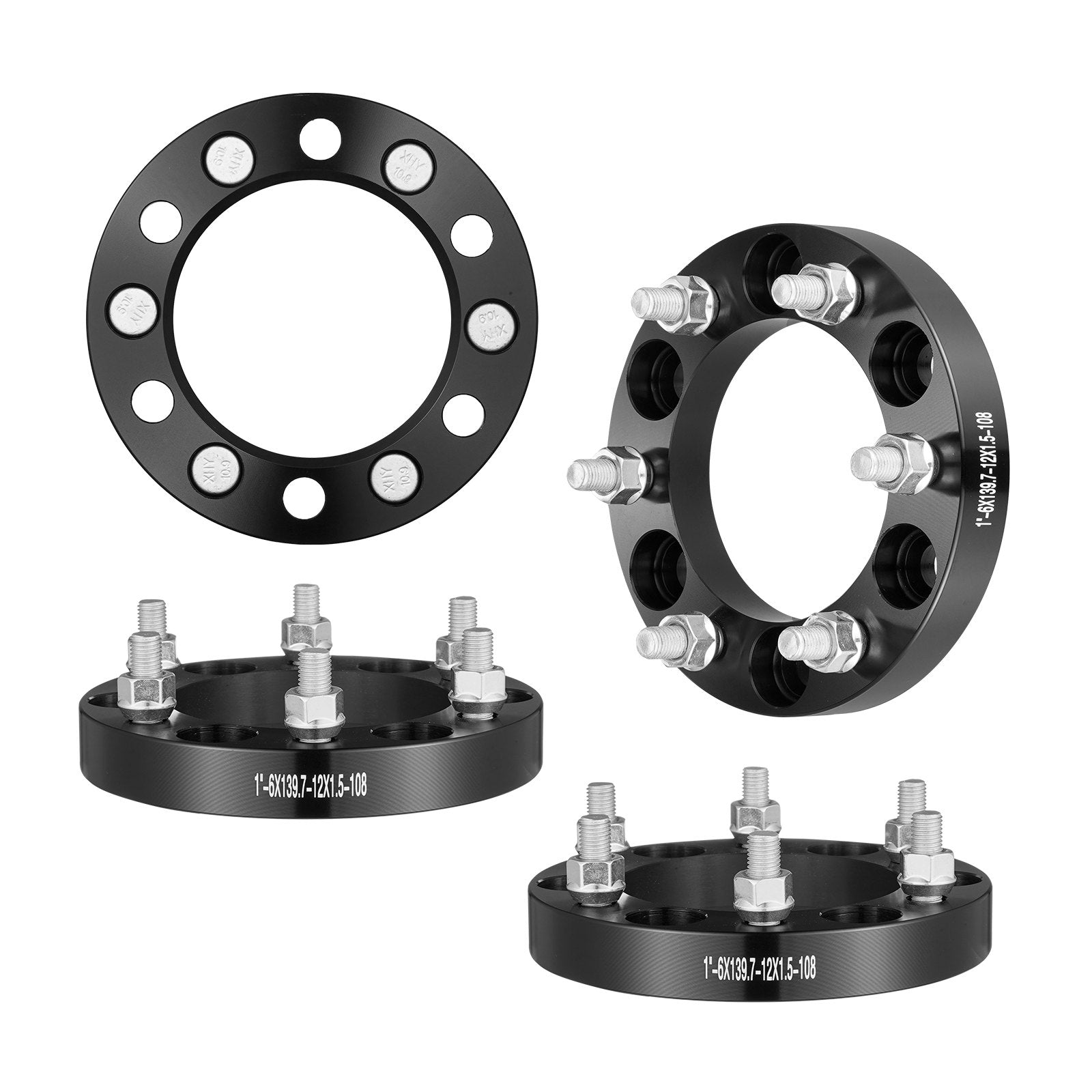 VEVOR 1" 6"x5.5" Wheel Spacers Wheel Adapters 6 Lug Forged Spacer 4 PCS Black 