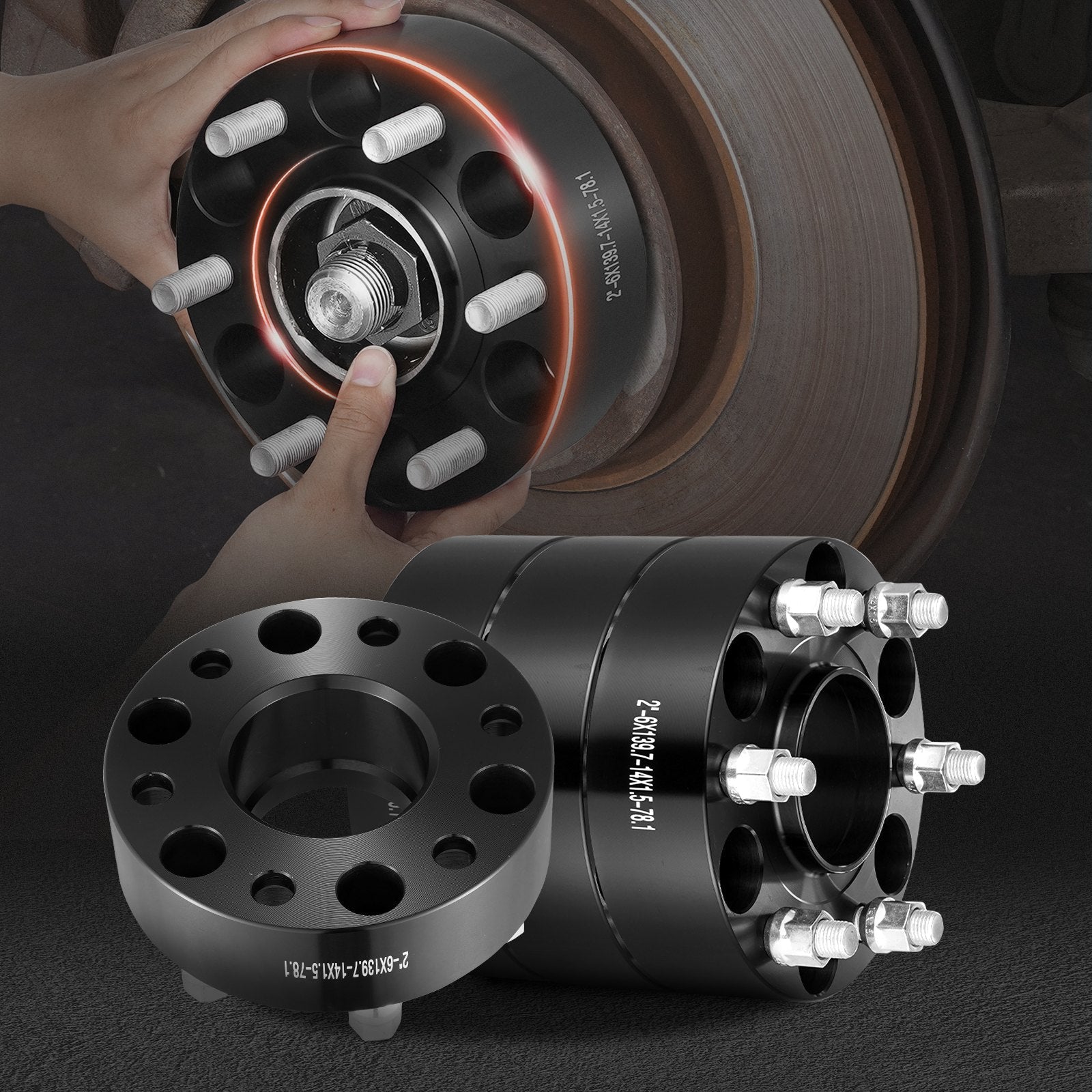 VEVOR 2" 6"x5.5" Wheel Spacers Wheel Adapters 6 Lug Forged Spacer 4 PCS Black 
