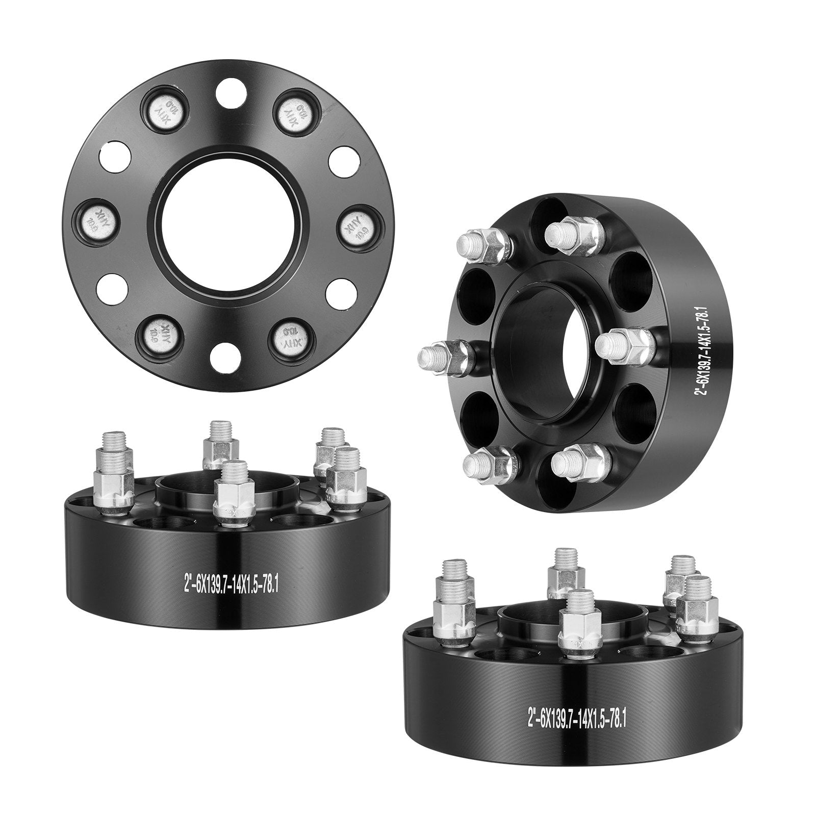 VEVOR 2" 6"x5.5" Wheel Spacers Wheel Adapters 6 Lug Forged Spacer 4 PCS Black 