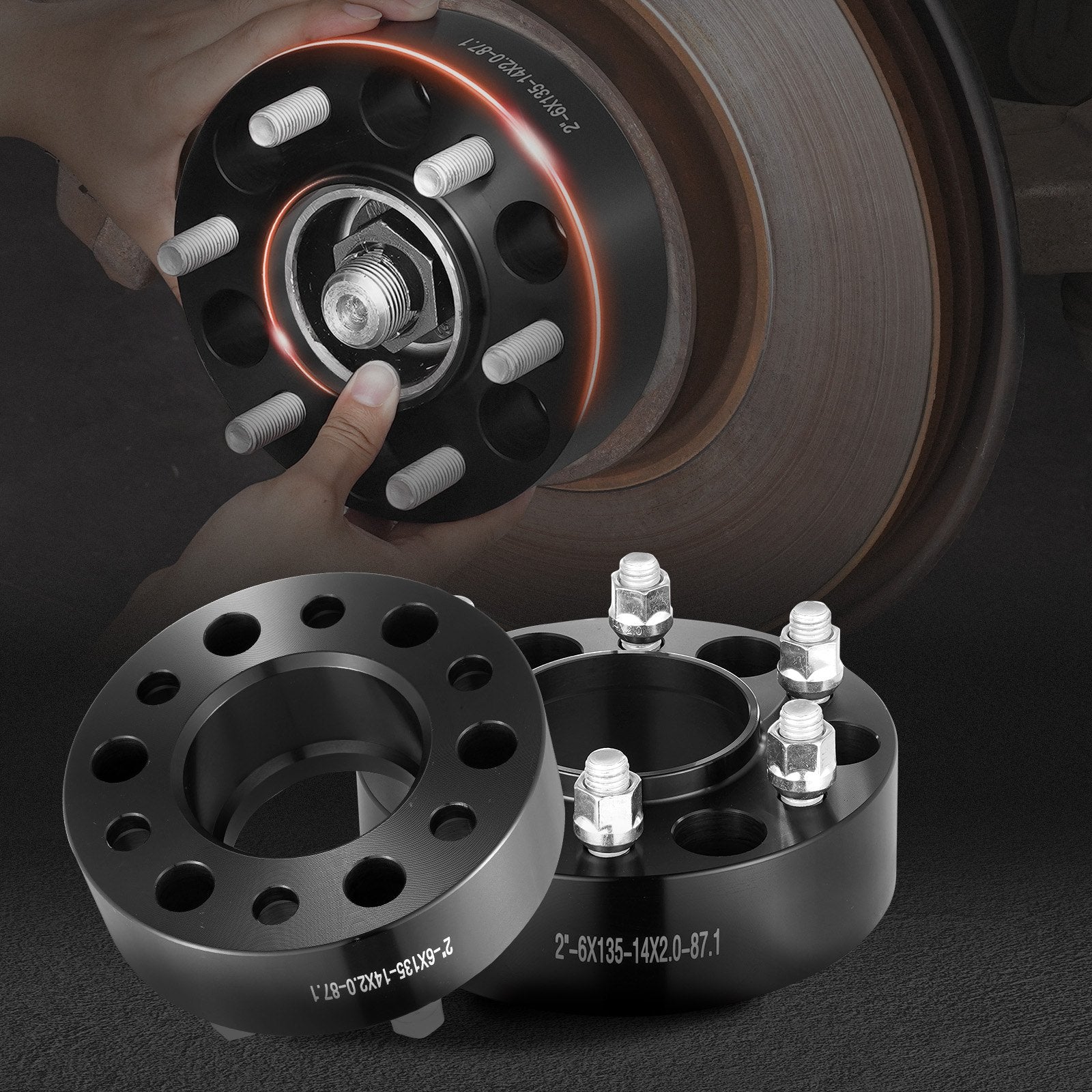 VEVOR 2" 6"x5.3" Wheel Spacers Wheel Adapters 6 Lug Forged Spacer 4 PCS Black 