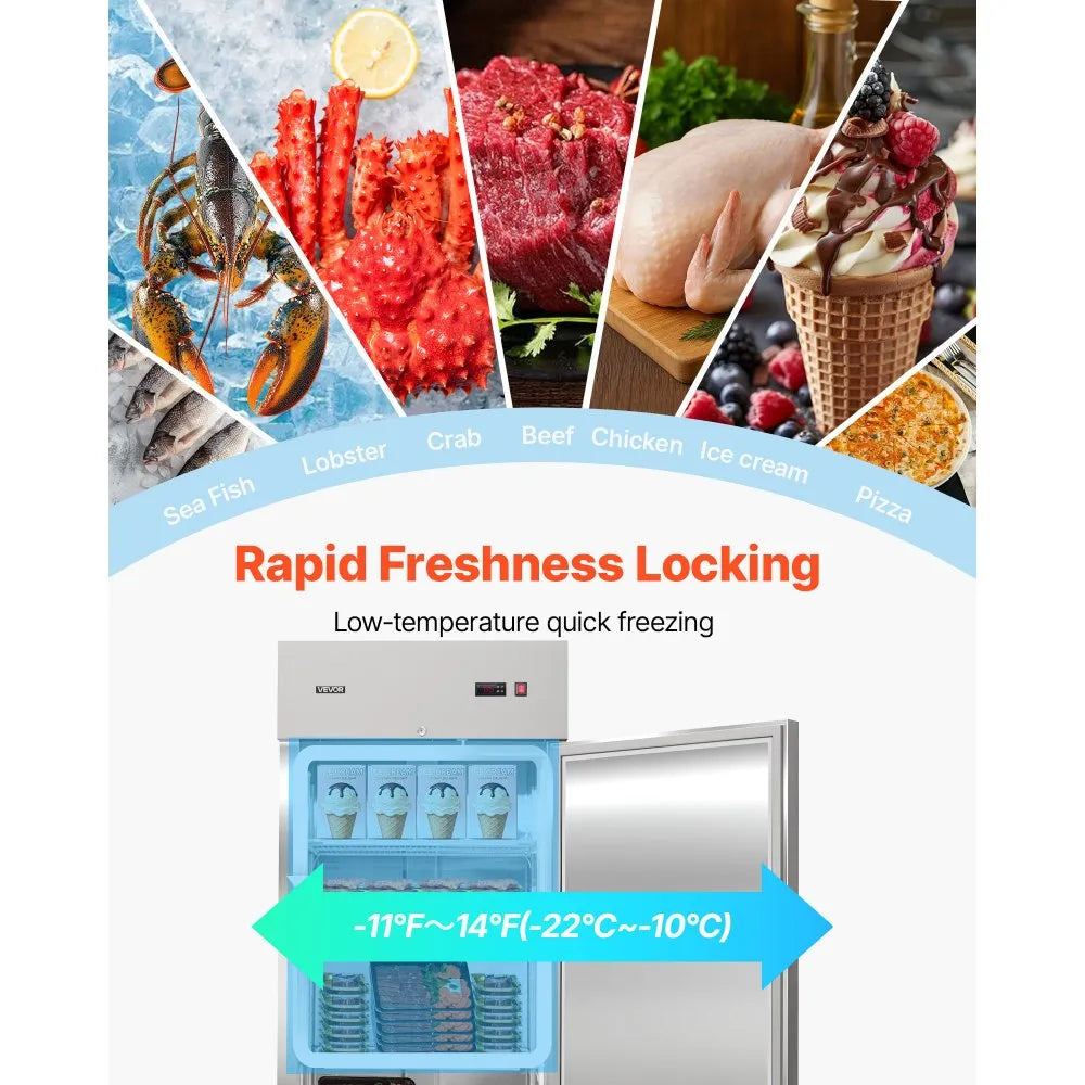 Commercial Reach-In Freezer – 29" W, 22 Cu.Ft Stainless Steel Upright Freezer