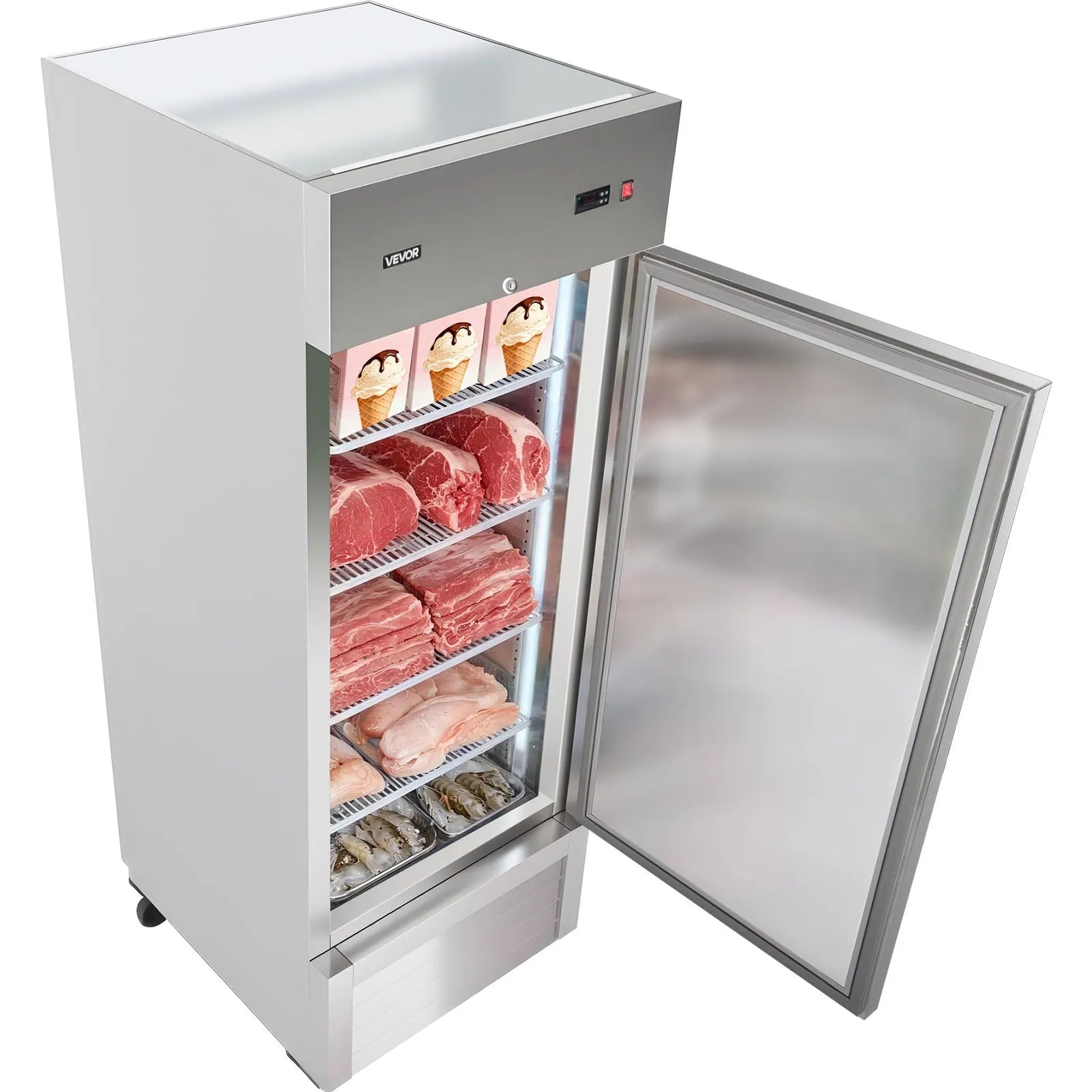 Commercial Reach-In Freezer – 29" W, 22 Cu.Ft Stainless Steel Upright Freezer