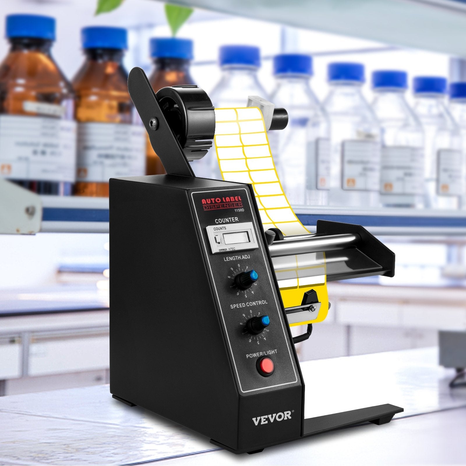 VEVOR Automatic Label Dispenser 110V, 12W AL-1150D Automatic Manual Label Stripper Label Machine 1-8 m/min, Portable Label Applicator for Various Bottles Label Sizes, Auto Counting 0-999999 