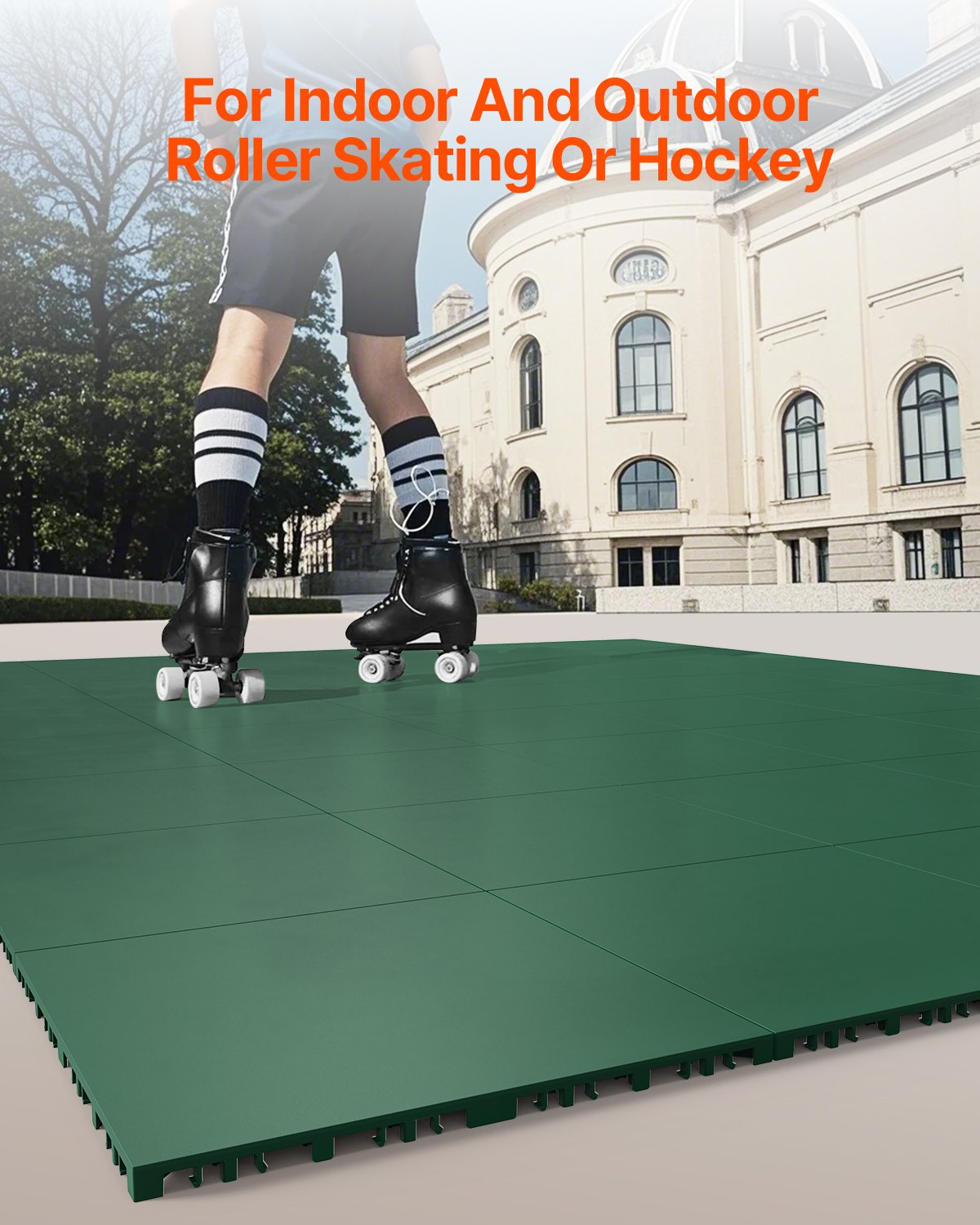 Gym Flooring Set 8 PCS Interlocking PP Puzzle Rubber Tiles Green 
