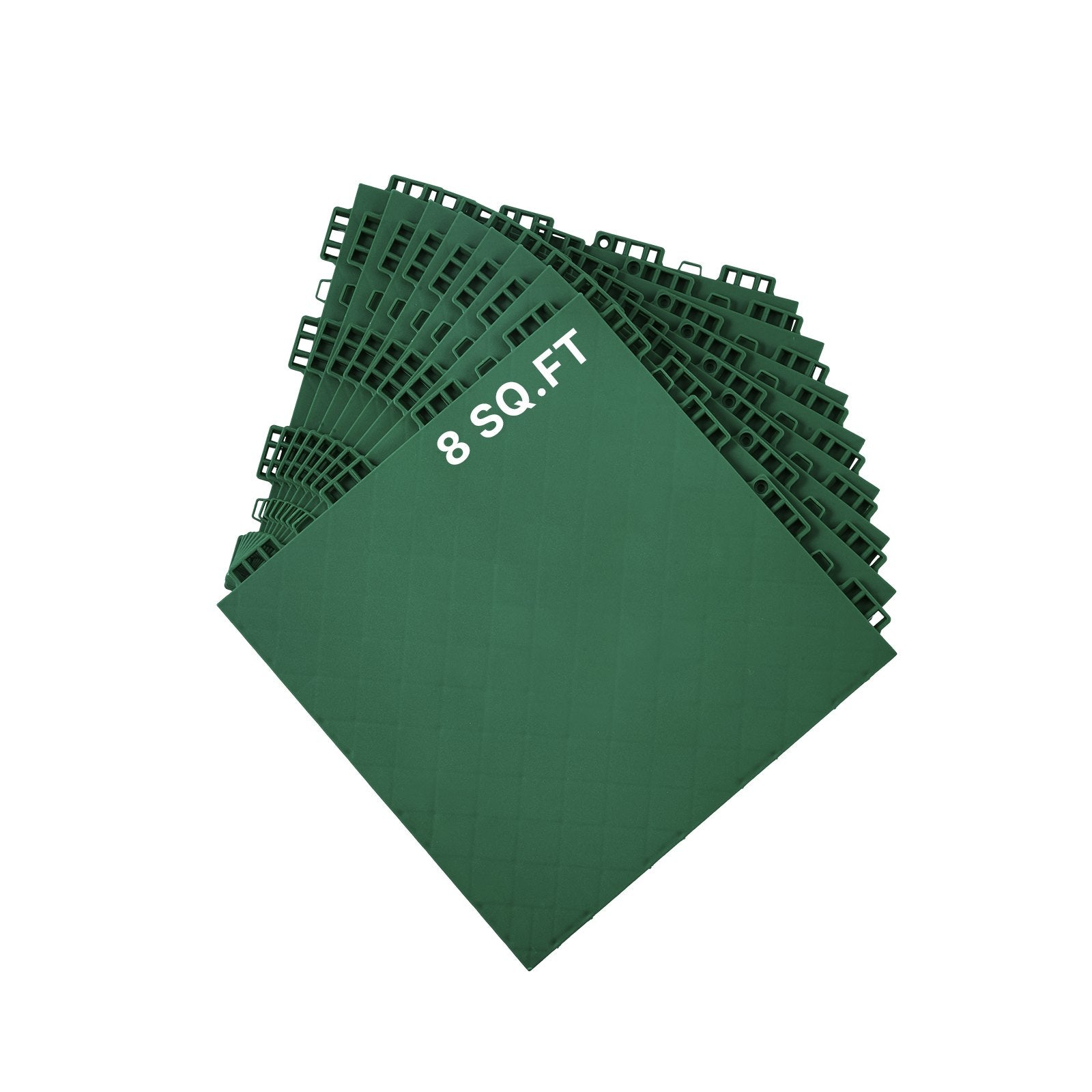 Gym Flooring Set 8 PCS Interlocking PP Puzzle Rubber Tiles Green 