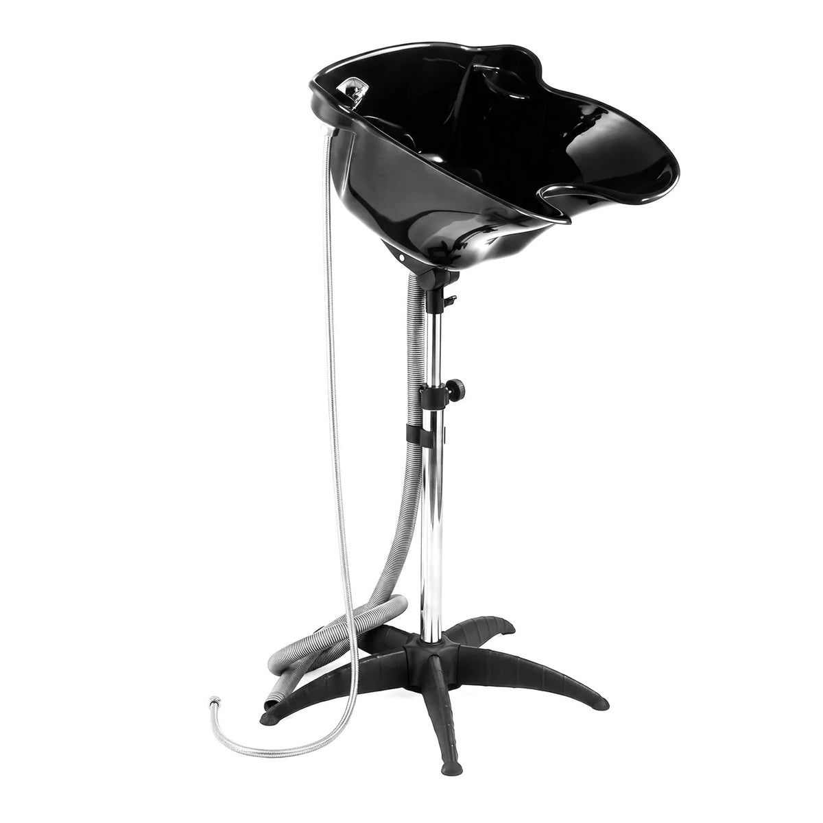 Portable Shampoo Bowl with 270° Rotating Basin, Adjustable Height, Showerhead & Drain Hose – Black