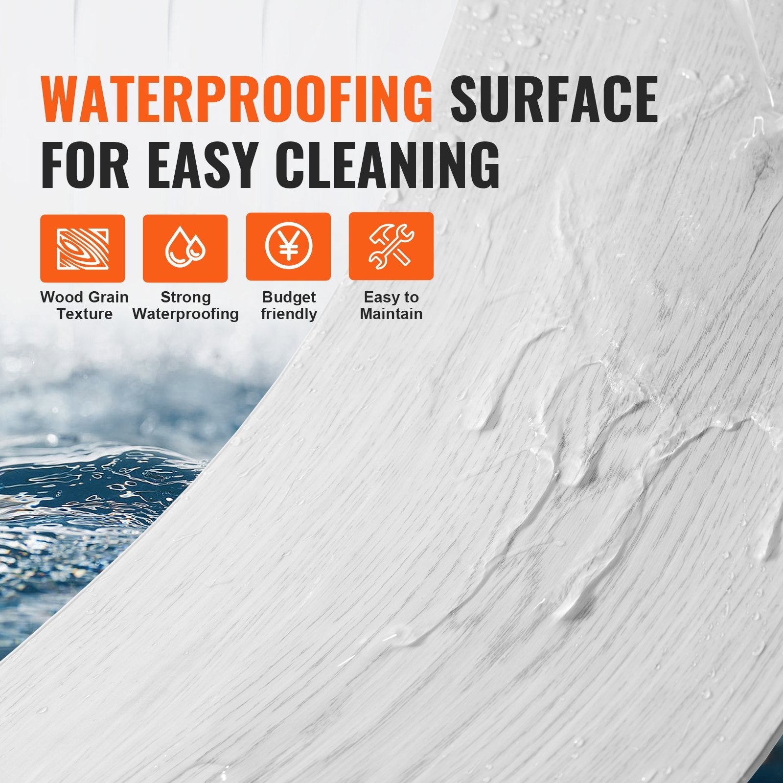 VEVOR Interlocking Vinyl Floor Tiles 48 x 7.3 inch, 10 Tiles 5.5mm Thick Snap Together, Light Gray Wood Grain DIY Flooring for Kitchen, Dining Room, Bedrooms & Bathrooms, Easy for Home Decor 