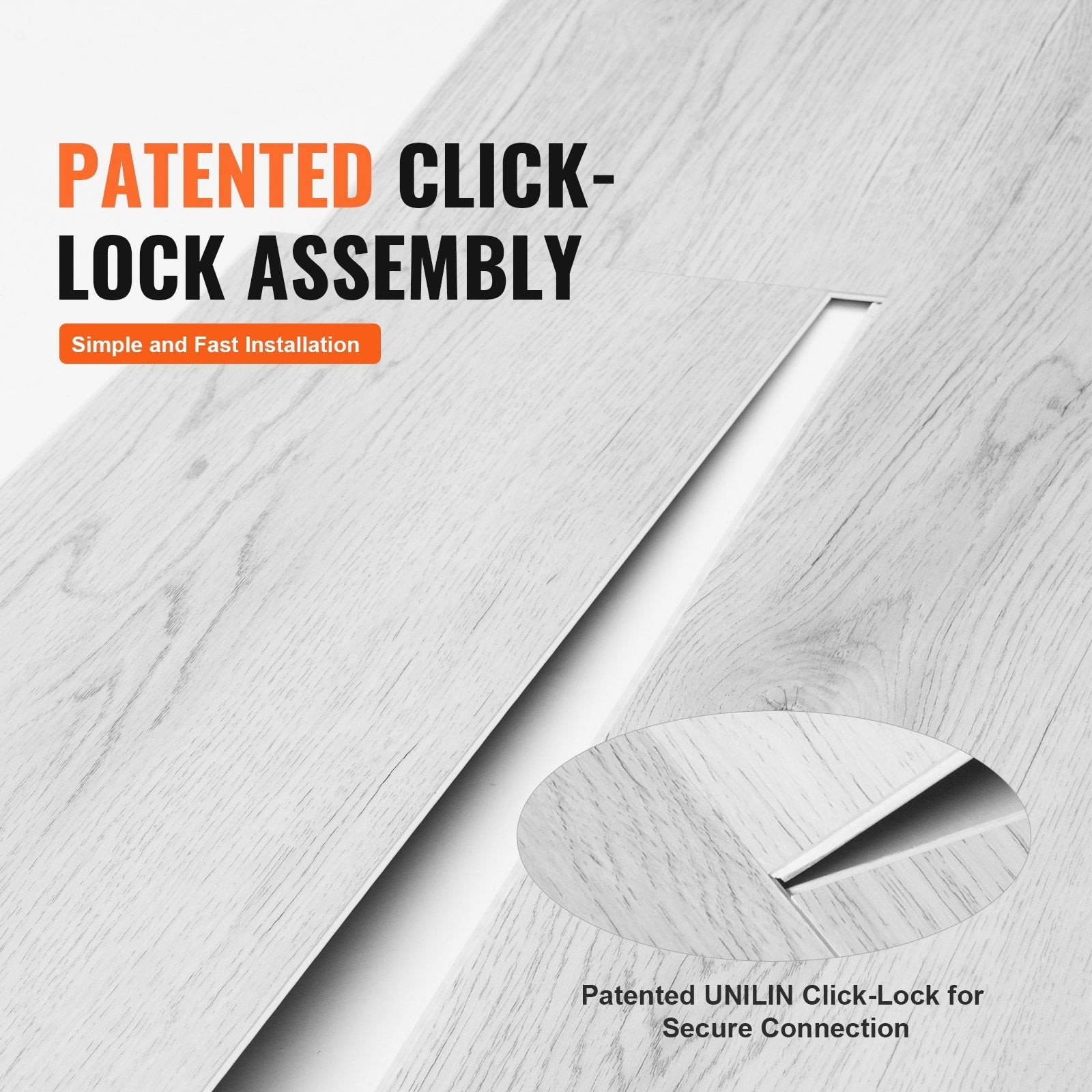 VEVOR Interlocking Vinyl Floor Tiles 48 x 7.3 inch, 10 Tiles 5.5mm Thick Snap Together, Light Gray Wood Grain DIY Flooring for Kitchen, Dining Room, Bedrooms & Bathrooms, Easy for Home Decor 