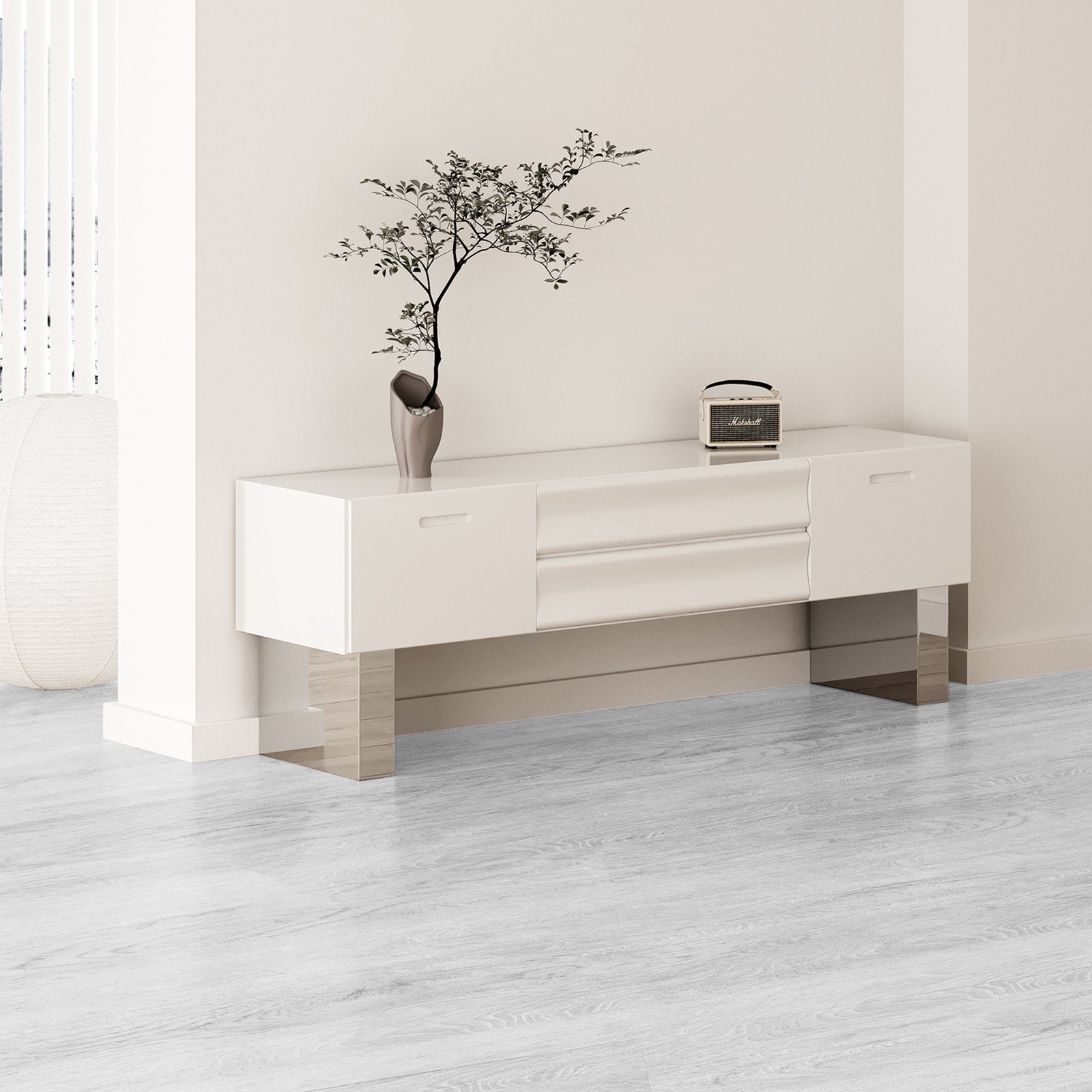 VEVOR Interlocking Vinyl Floor Tiles 48 x 7.3 inch, 10 Tiles 5.5mm Thick Snap Together, Light Gray Wood Grain DIY Flooring for Kitchen, Dining Room, Bedrooms & Bathrooms, Easy for Home Decor 