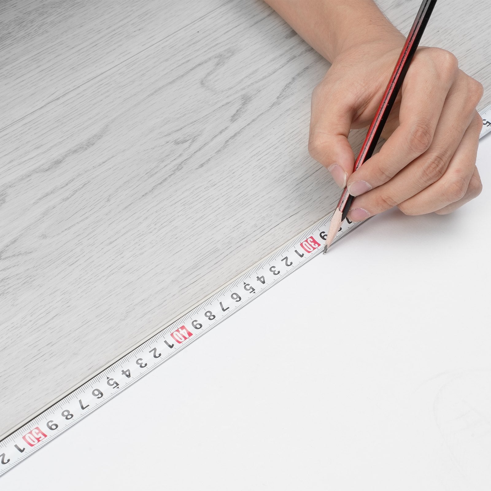 VEVOR Interlocking Vinyl Floor Tiles 48 x 7.3 inch, 10 Tiles 5.5mm Thick Snap Together, Light Gray Wood Grain DIY Flooring for Kitchen, Dining Room, Bedrooms & Bathrooms, Easy for Home Decor 