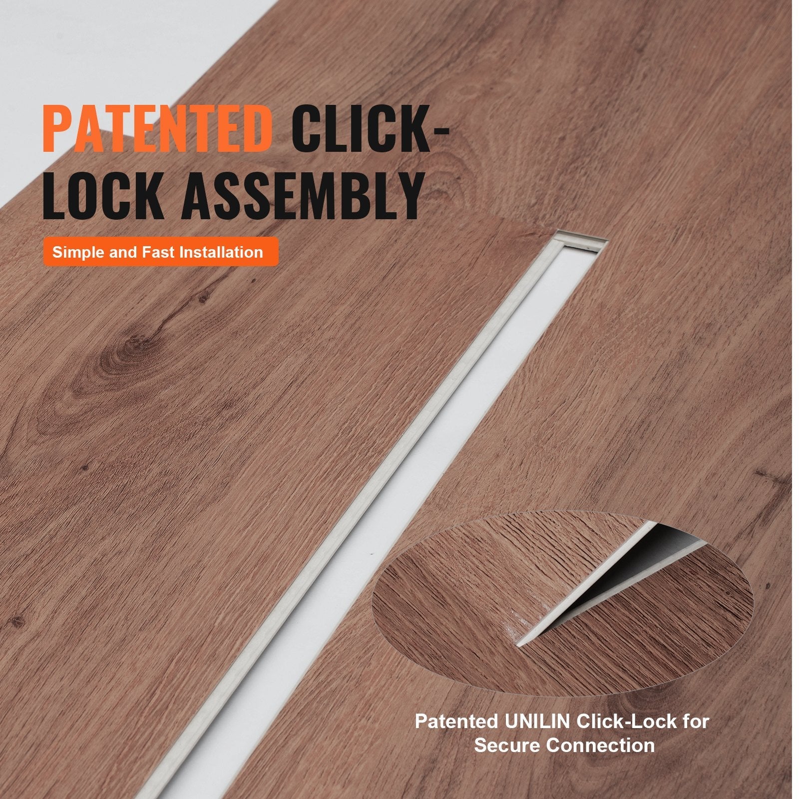 VEVOR Interlocking Vinyl Floor Tiles 10PCS 5.5mm Thick Deep Brown Wood Grain 