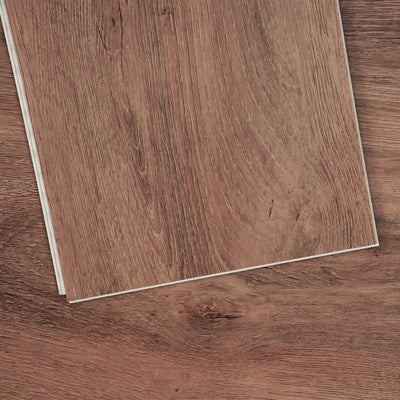 VEVOR Interlocking Vinyl Floor Tiles 10PCS 5.5mm Thick Deep Brown Wood Grain 