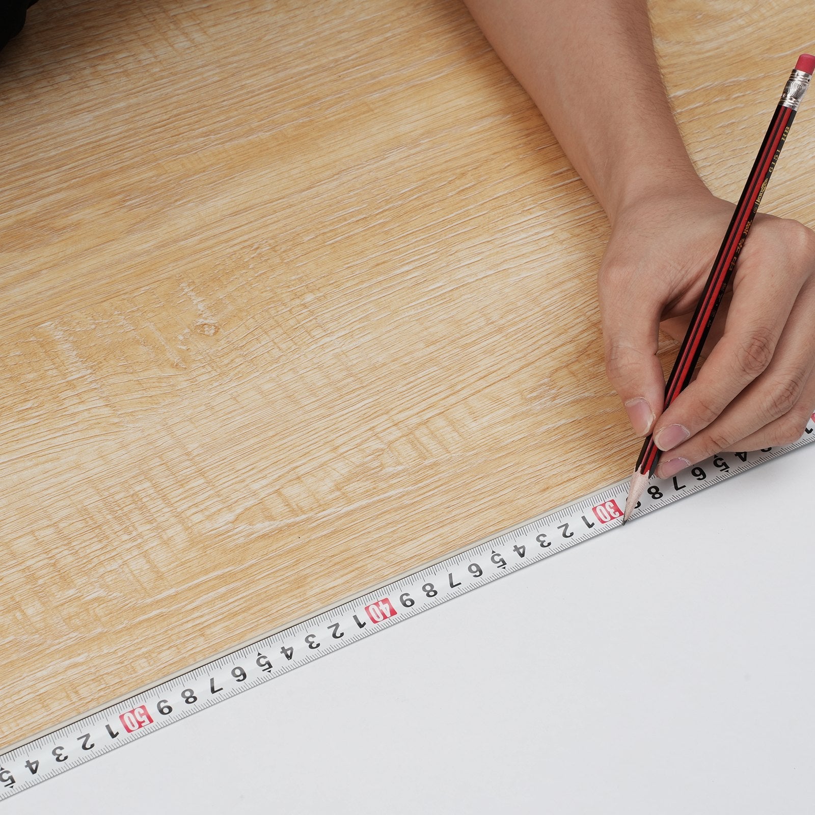 VEVOR Interlocking Vinyl Floor Tiles 48 x 7.3 inch, 10 Tiles 5.5mm Thick Snap Together, Natural Wood Grain DIY Flooring for Kitchen, Dining Room, Bedrooms & Bathrooms, Easy for Home Decor 