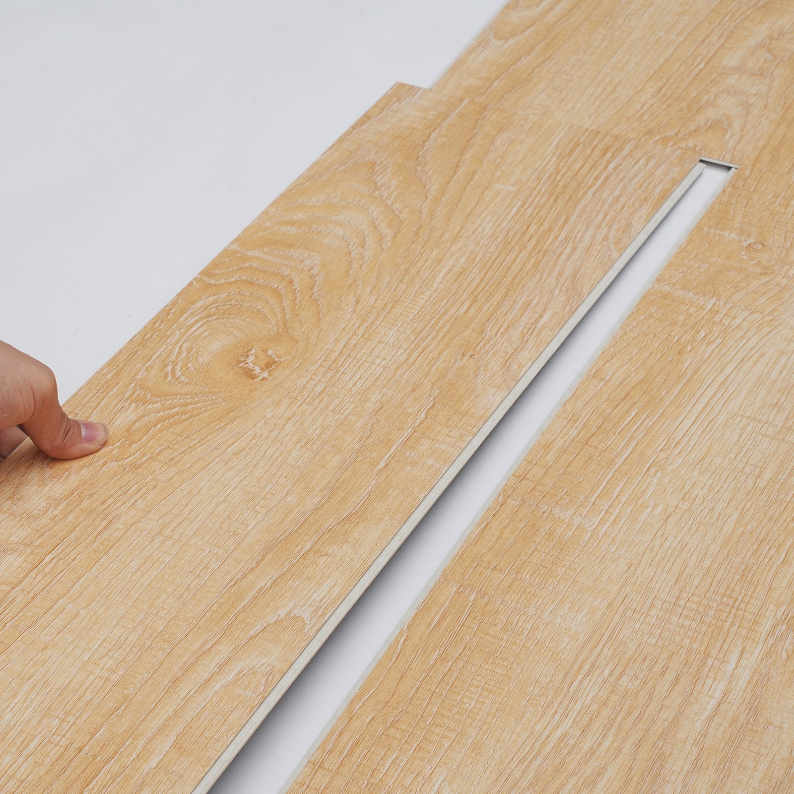 VEVOR Interlocking Vinyl Floor Tiles 48 x 7.3 inch, 10 Tiles 5.5mm Thick Snap Together, Natural Wood Grain DIY Flooring for Kitchen, Dining Room, Bedrooms & Bathrooms, Easy for Home Decor 