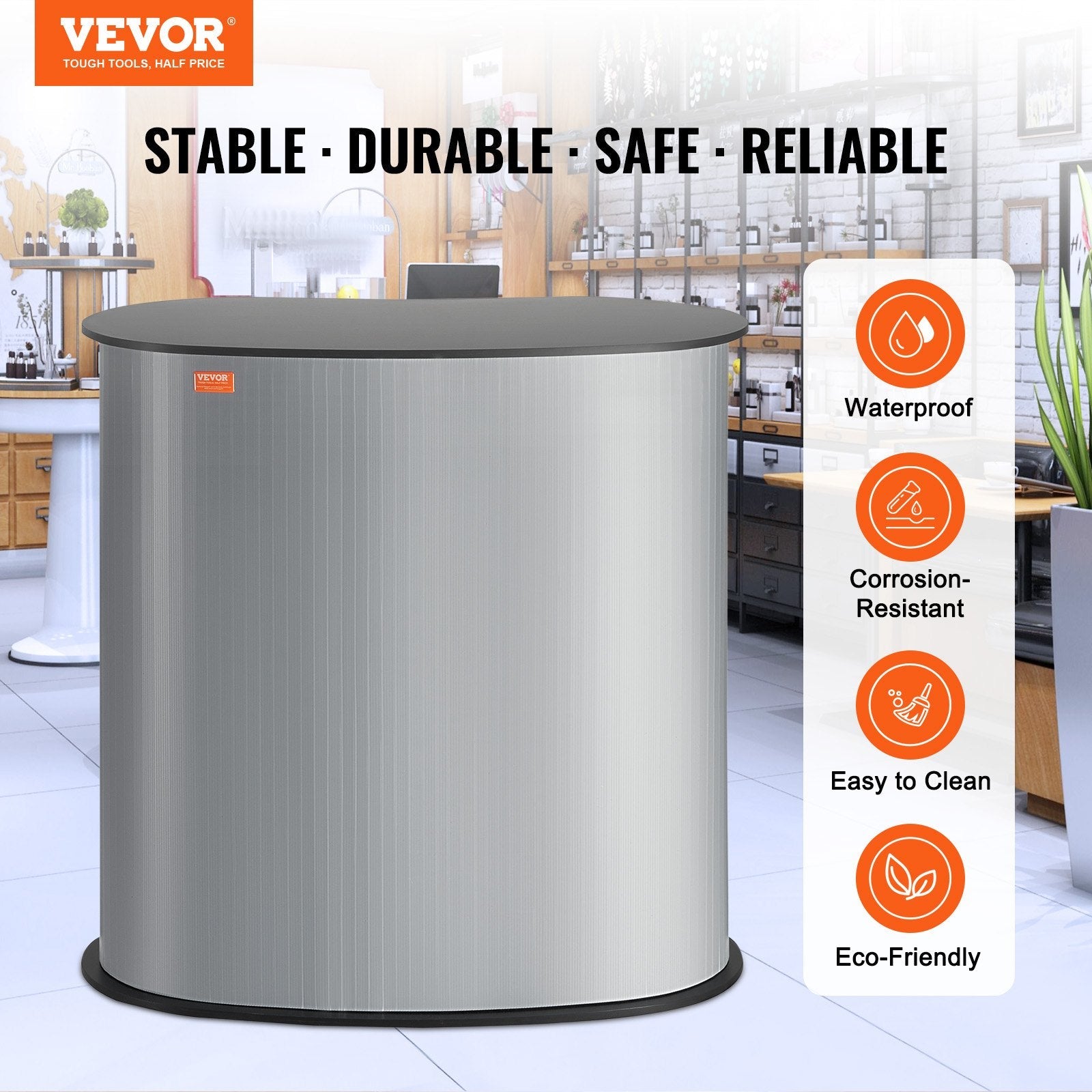 VEVOR Portable Tradeshow Podium Table, 35.43" x 19.29" x 37.01", Display Exhibition Counter Stand Booth Fair with Wall, Foldable Promotion Retail Bar Table Pop Up Podium Counter with Carrying Bag 