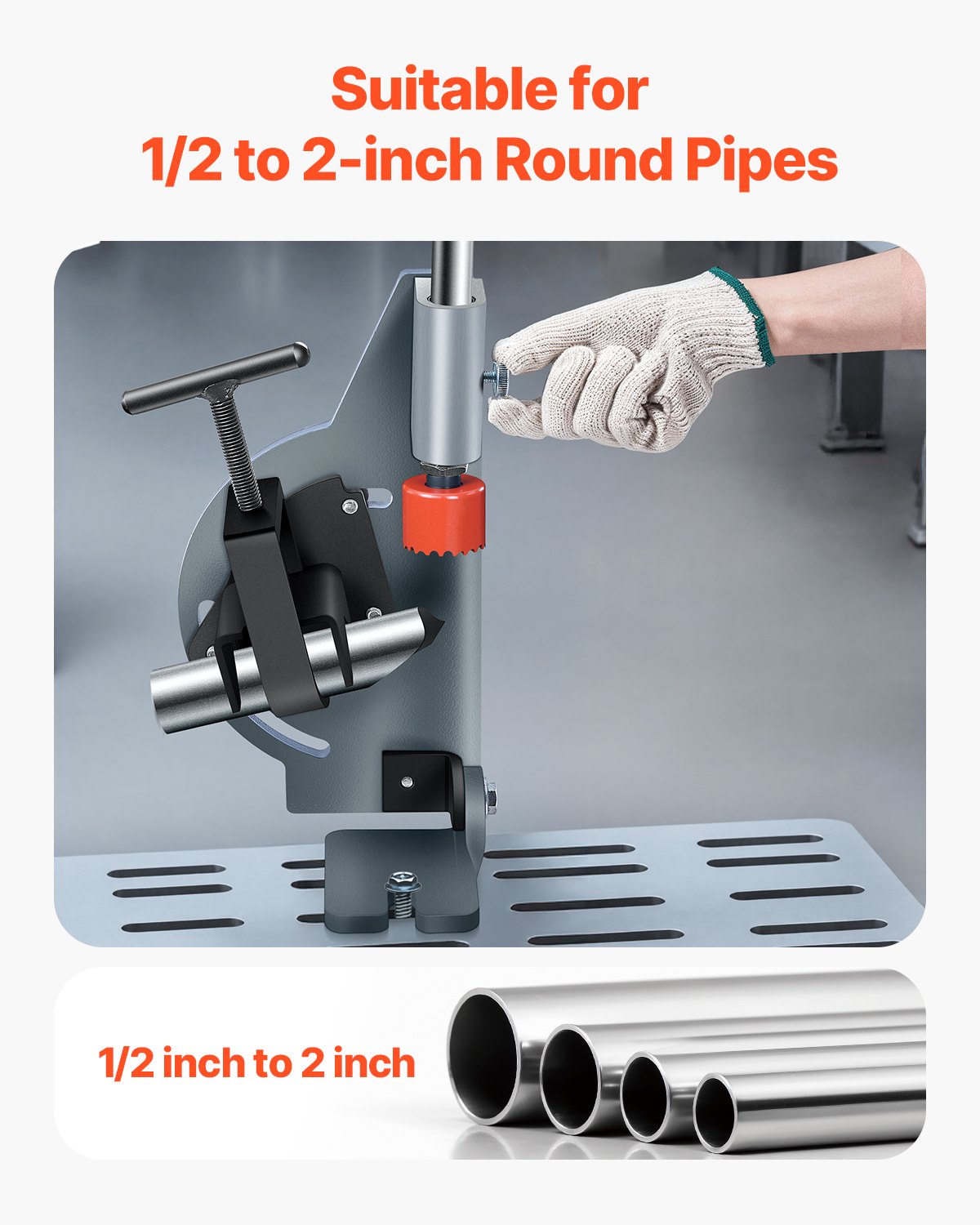 VEVOR Pipe Tubing Notcher for 1/2 to 2-inch Pipes with 0 - 60° Adjustable Angle 