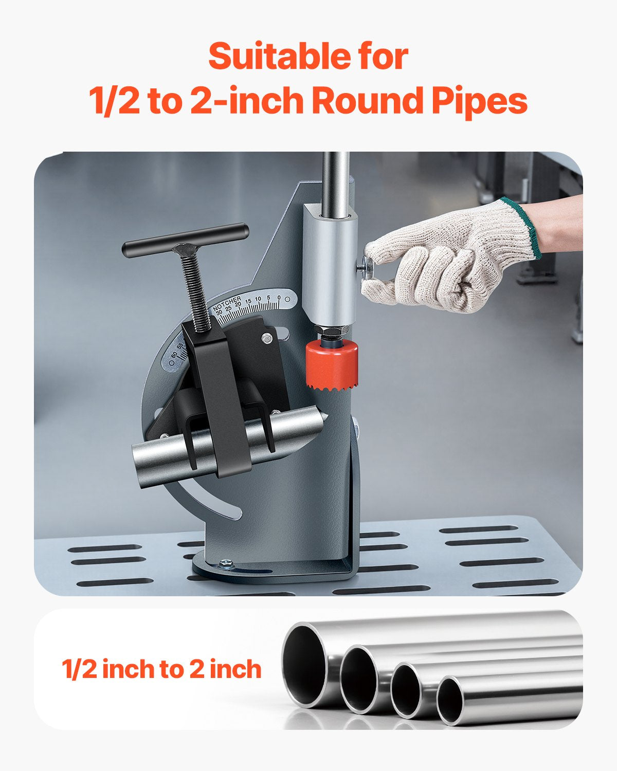 VEVOR Pipe Notcher 1/2 to 2-inch Tubing Notcher with 0 to 60° Adjustable Angle 