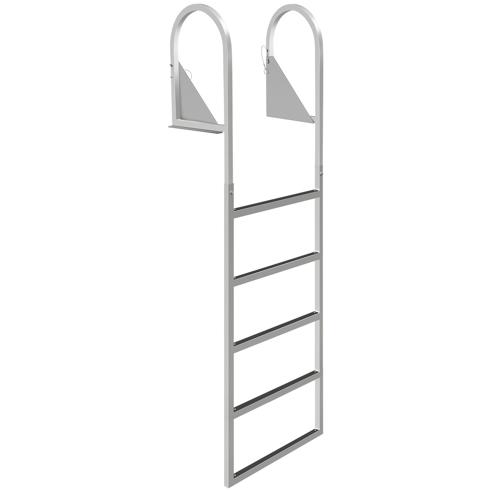 VEVOR Dock Ladders Flip Up, Dock Ladder with Rubber Mat, Swim Ladder Aluminum 5 Step, Each Step 21.5\" x 1.2\", 350Lbs Load, for Lake, Marine Boarding, Pool 