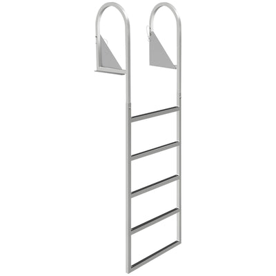 VEVOR Dock Ladders Flip Up, Dock Ladder with Rubber Mat, Swim Ladder Aluminum 5 Step, Each Step 21.5\" x 1.2\", 350Lbs Load, for Lake, Marine Boarding, Pool 