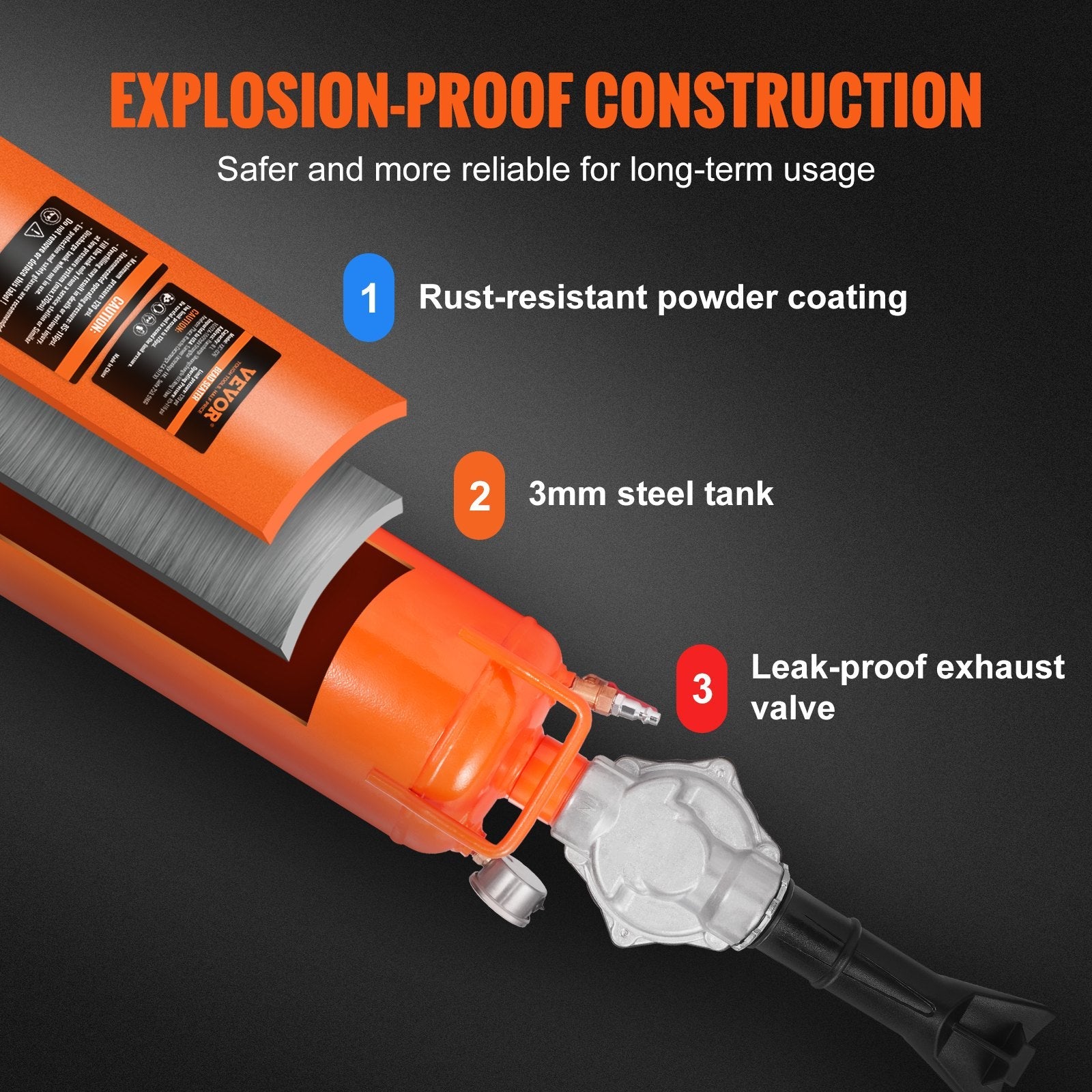 VEVOR Tire Bead Setter, 8L Capacity, 120 PSI Air Bead Blaster, Handheld & Portable Inflation Device, 85-116 PSI for Trucks, Tractors, ATVs & Cars 