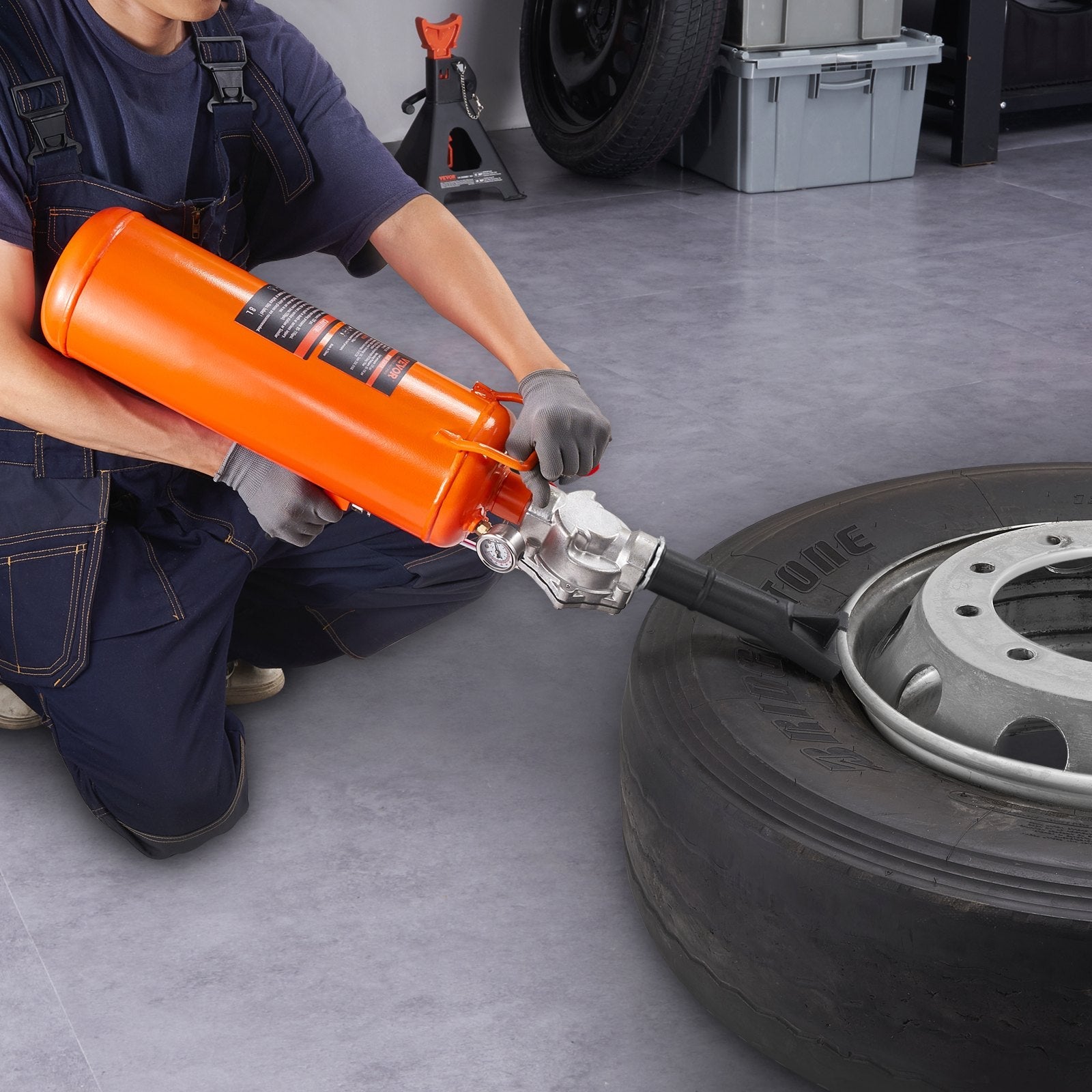 VEVOR Tire Bead Setter, 8L Capacity, 120 PSI Air Bead Blaster, Handheld & Portable Inflation Device, 85-116 PSI for Trucks, Tractors, ATVs & Cars 