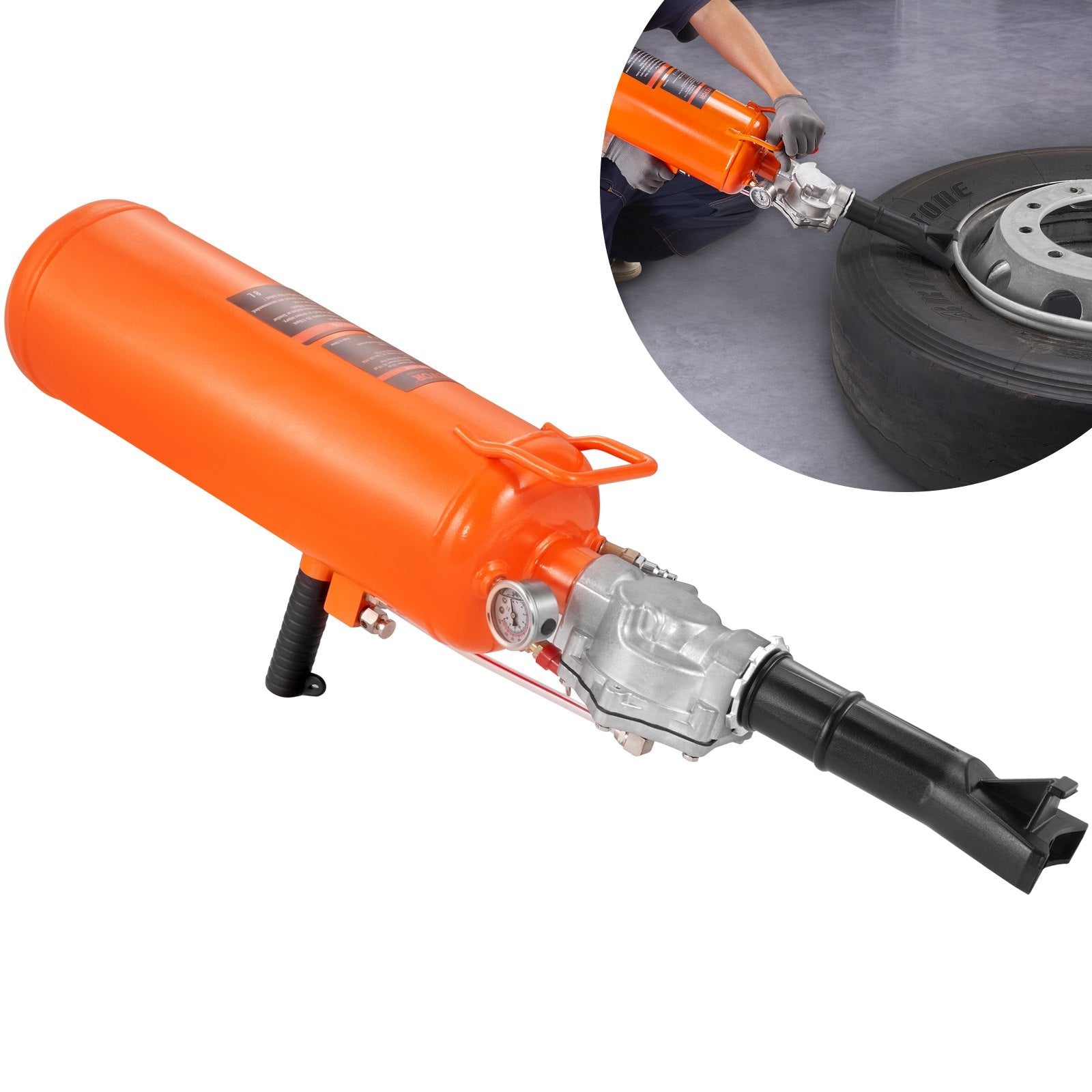 VEVOR Tire Bead Setter, 8L Capacity, 120 PSI Air Bead Blaster, Handheld & Portable Inflation Device, 85-116 PSI for Trucks, Tractors, ATVs & Cars 