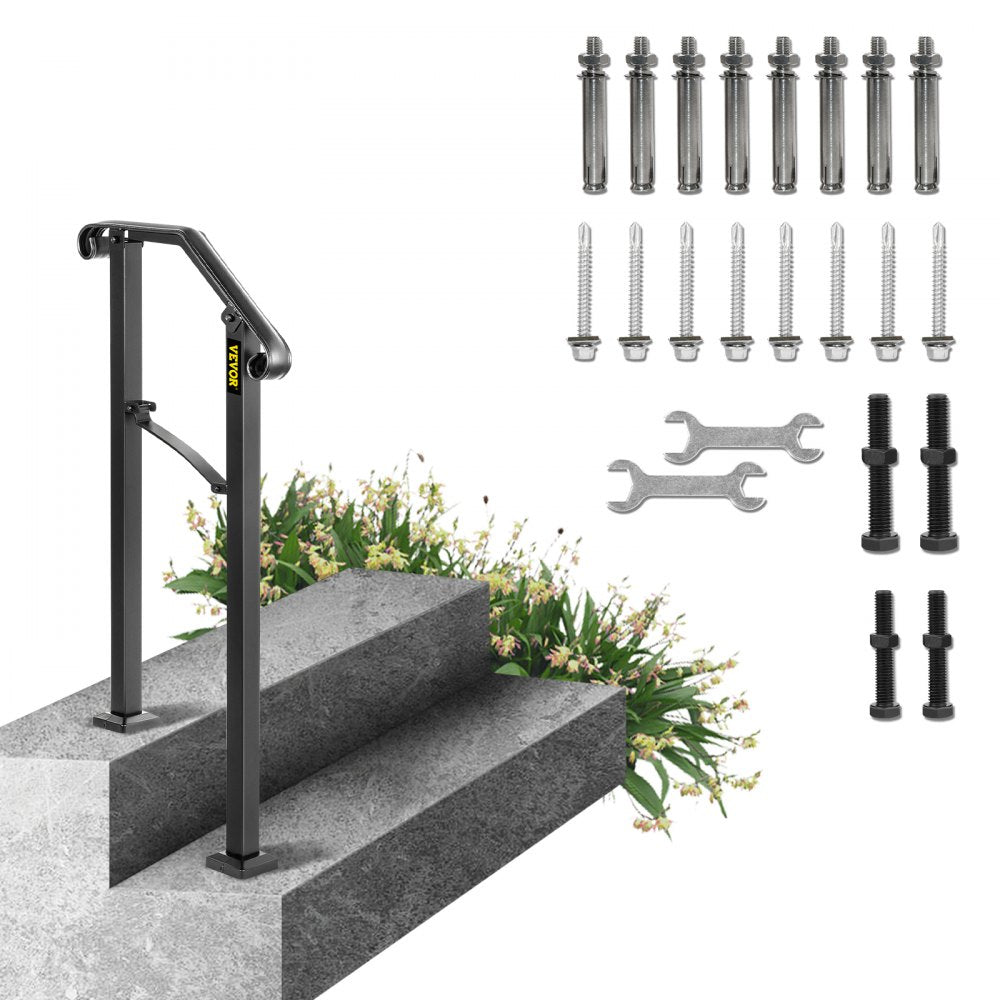 Fits 1 Step Handrail Arch #1 Matte Black Iron Powder Coating Brick Steps 