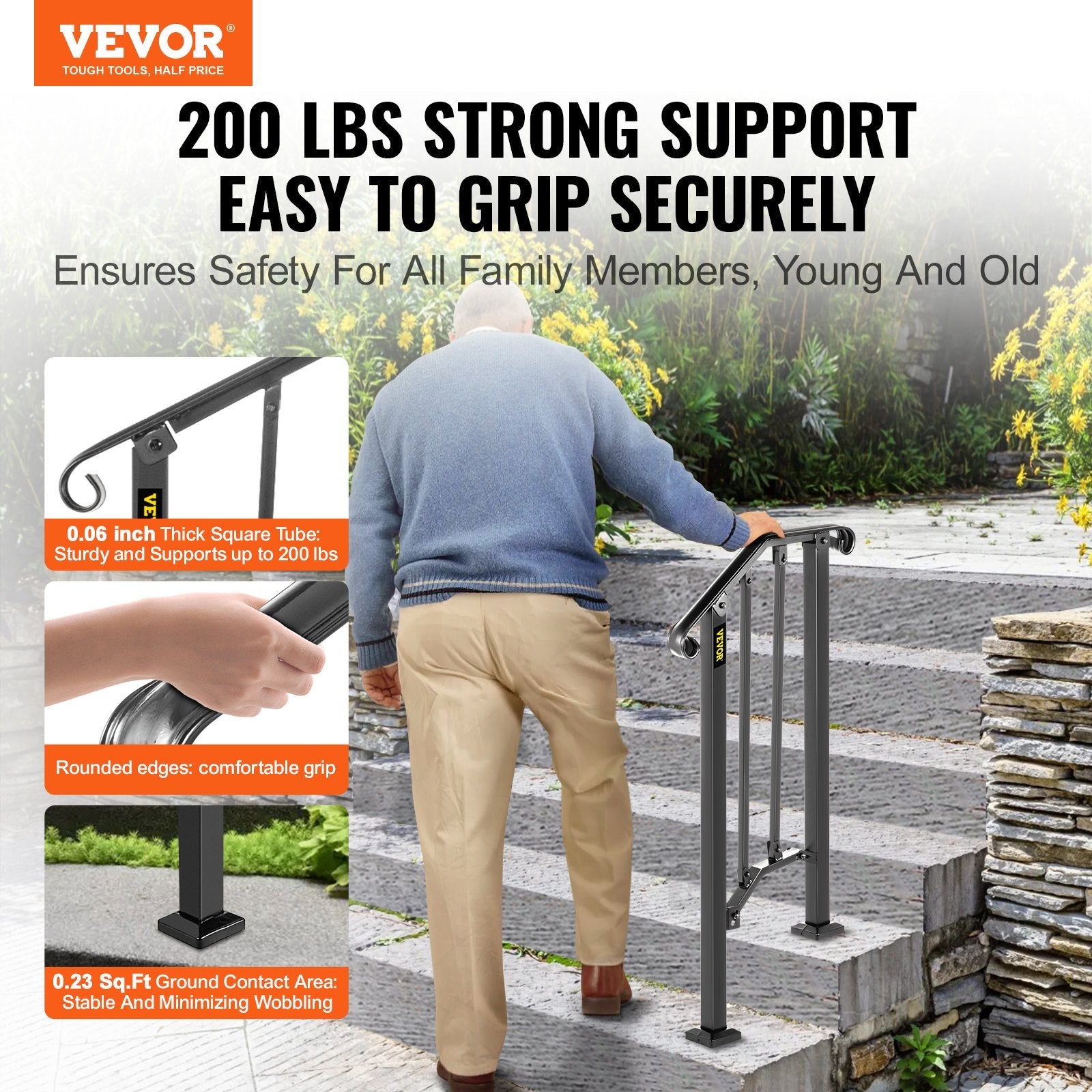 Fits 1 Or 2 Steps Handrail #1 Matte Black Brick Steps Hotels Paver Steps 