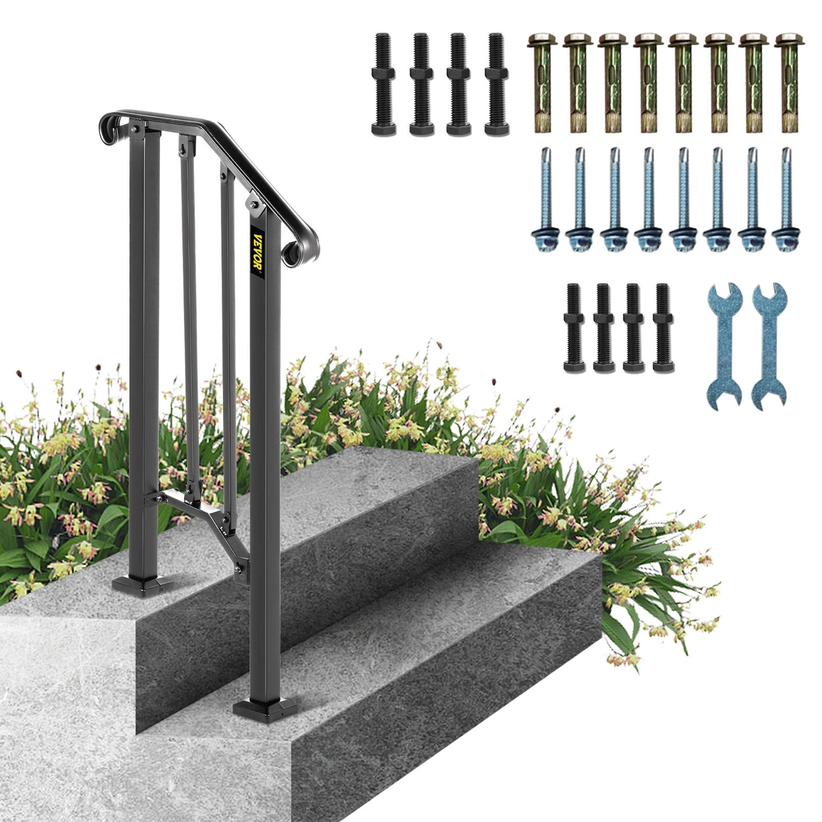 Fits 1 Or 2 Steps Handrail #1 Matte Black Brick Steps Hotels Paver Steps 