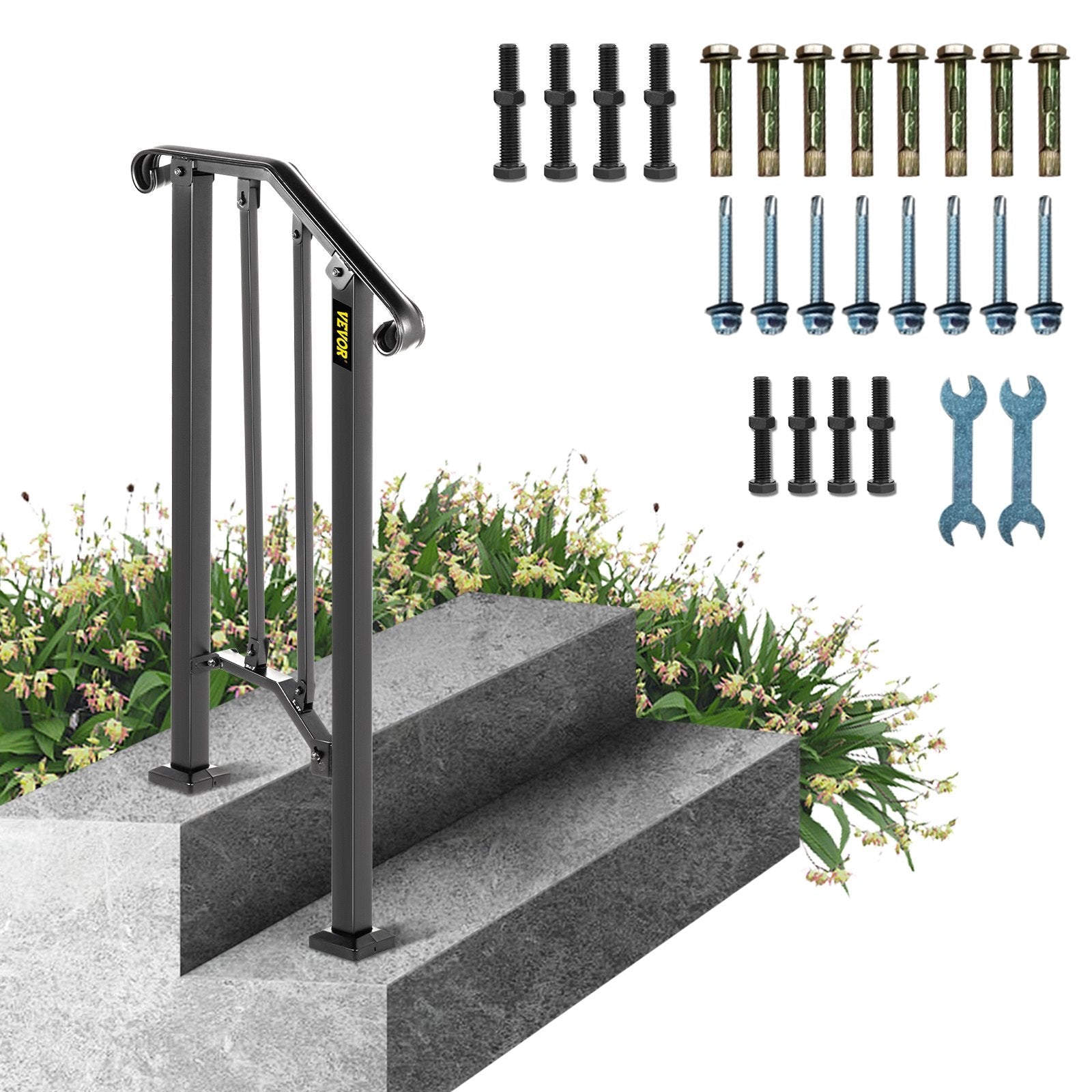 Fits 1 Or 2 Steps Handrail #1 Matte Black Brick Steps Hotels Paver Steps 