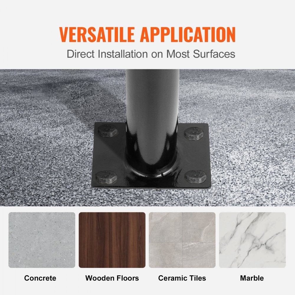 VEVOR Single Post 1-2, Black Steel Railing 441LBS Capacity Baking Varnish Iron Stairs Stylish Handrails for Outdoor Steps with Expansion Bolts & Drill Bit 