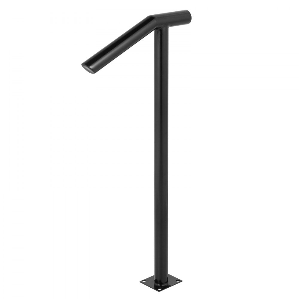 VEVOR Single Post 1-2, Black Steel Railing 441LBS Capacity Baking Varnish Iron Stairs Stylish Handrails for Outdoor Steps with Expansion Bolts & Drill Bit 