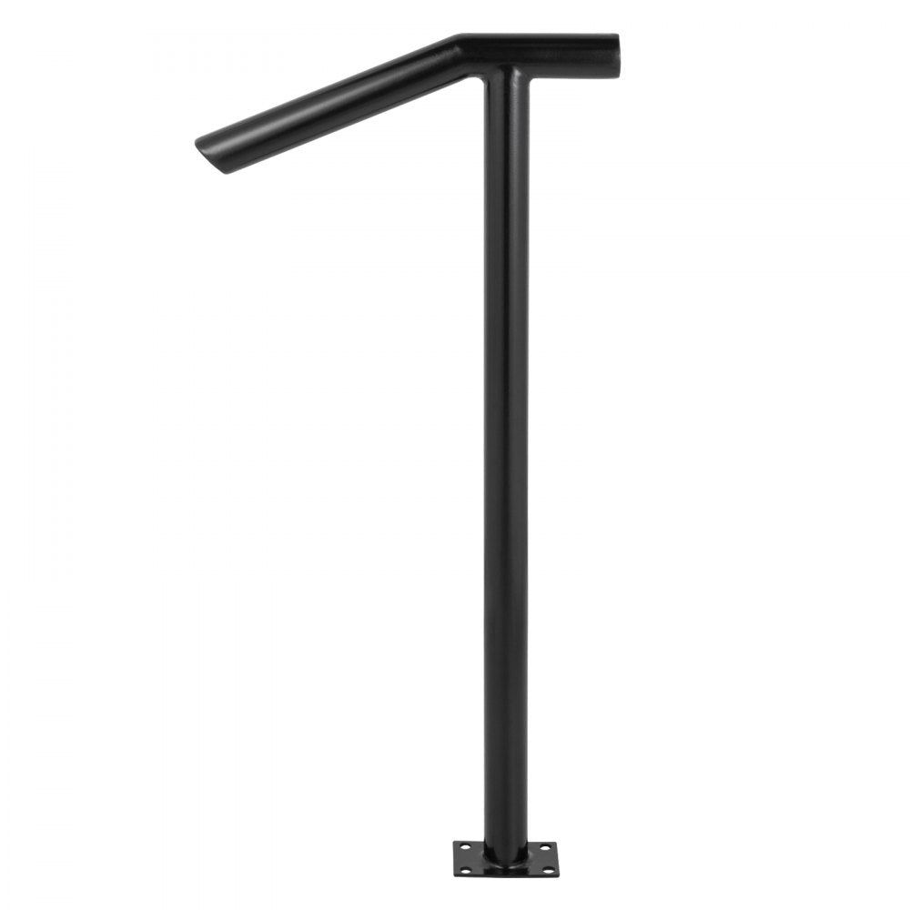 VEVOR Single Post 1-2, Black Steel Railing 441LBS Capacity Baking Varnish Iron Stairs Stylish Handrails for Outdoor Steps with Expansion Bolts & Drill Bit 