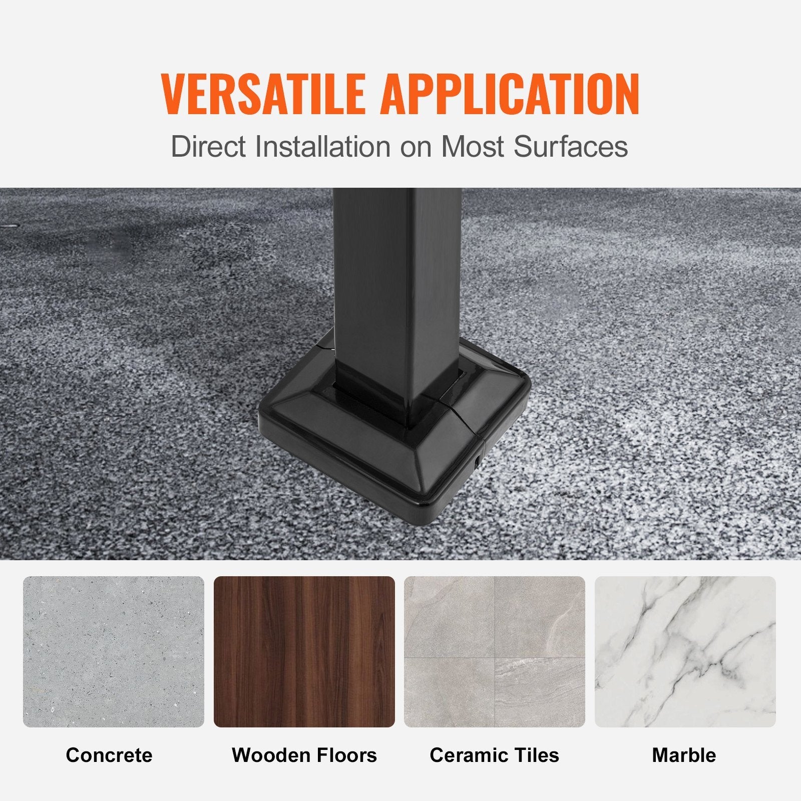 VEVOR Handrails for Outdoor Steps, Fit 3 or 4 Steps Outdoor Stair Railing, Arch#3 Wrought Iron Handrail, Flexible Porch Railing, Black Transitional Handrails for Concrete Steps or Wooden Stairs 