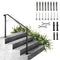 VEVOR Handrails for Outdoor Steps, Fit 3 or 4 Steps Outdoor Stair Railing, Arch#3 Wrought Iron Handrail, Flexible Porch Railing, Black Transitional Handrails for Concrete Steps or Wooden Stairs