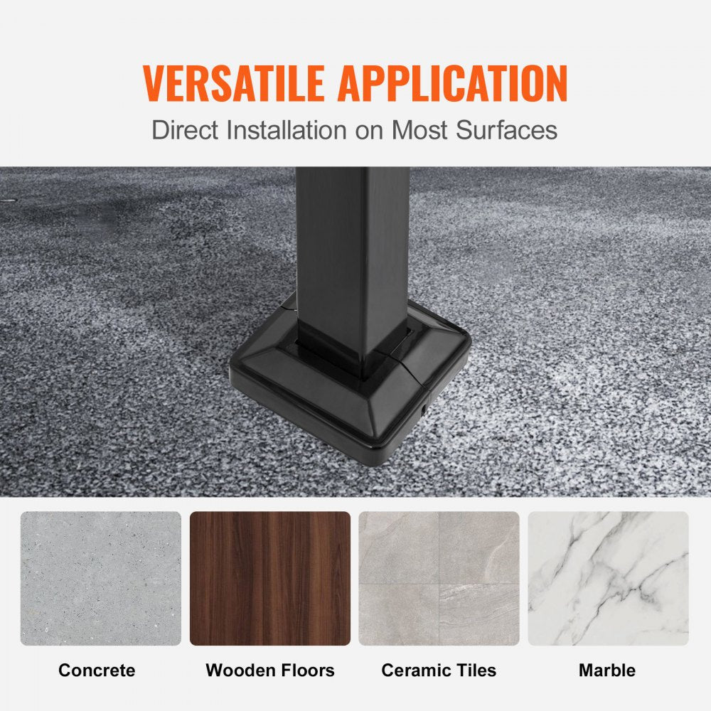 VEVOR Handrails for Outdoor Steps, Fit 4 or 5 Steps Outdoor Stair Railing, Arch#4 Wrought Iron Handrail, Flexible Porch Railing, Black Transitional Handrails for Concrete Steps or Wooden Stairs 