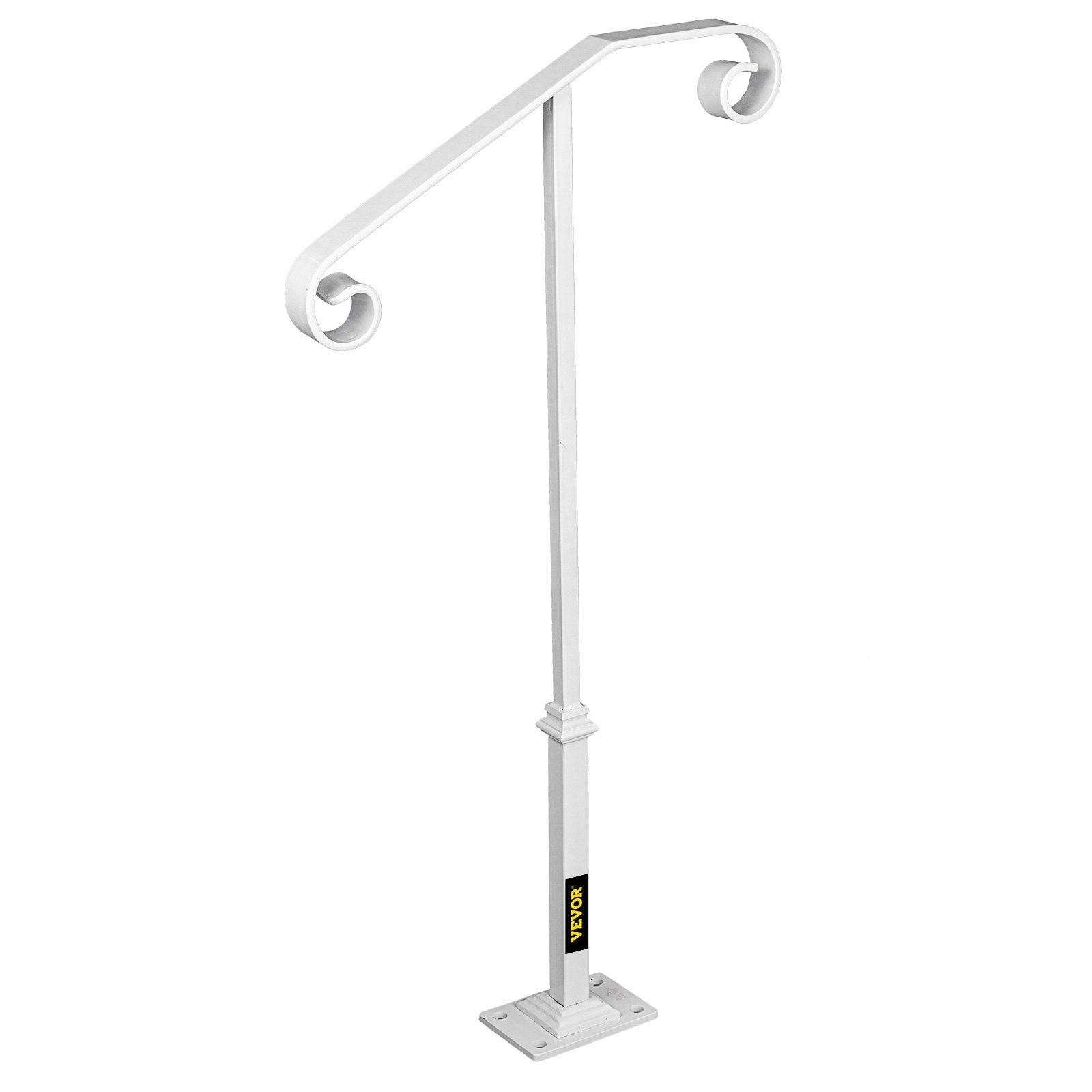 Single Post Handrail Handrail Wrought Iron Fits 1 or 2 Steps Matte White 