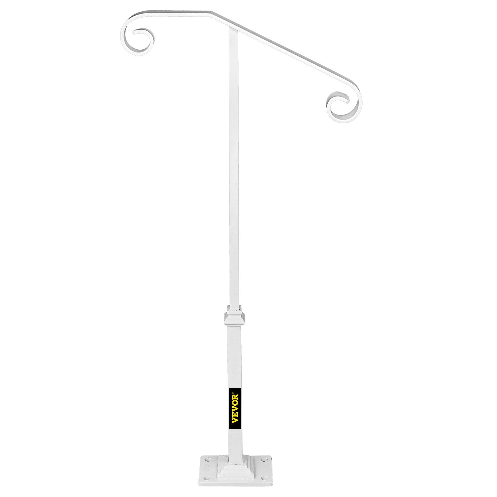 Single Post Handrail Handrail Wrought Iron Fits 1 or 2 Steps Matte White 