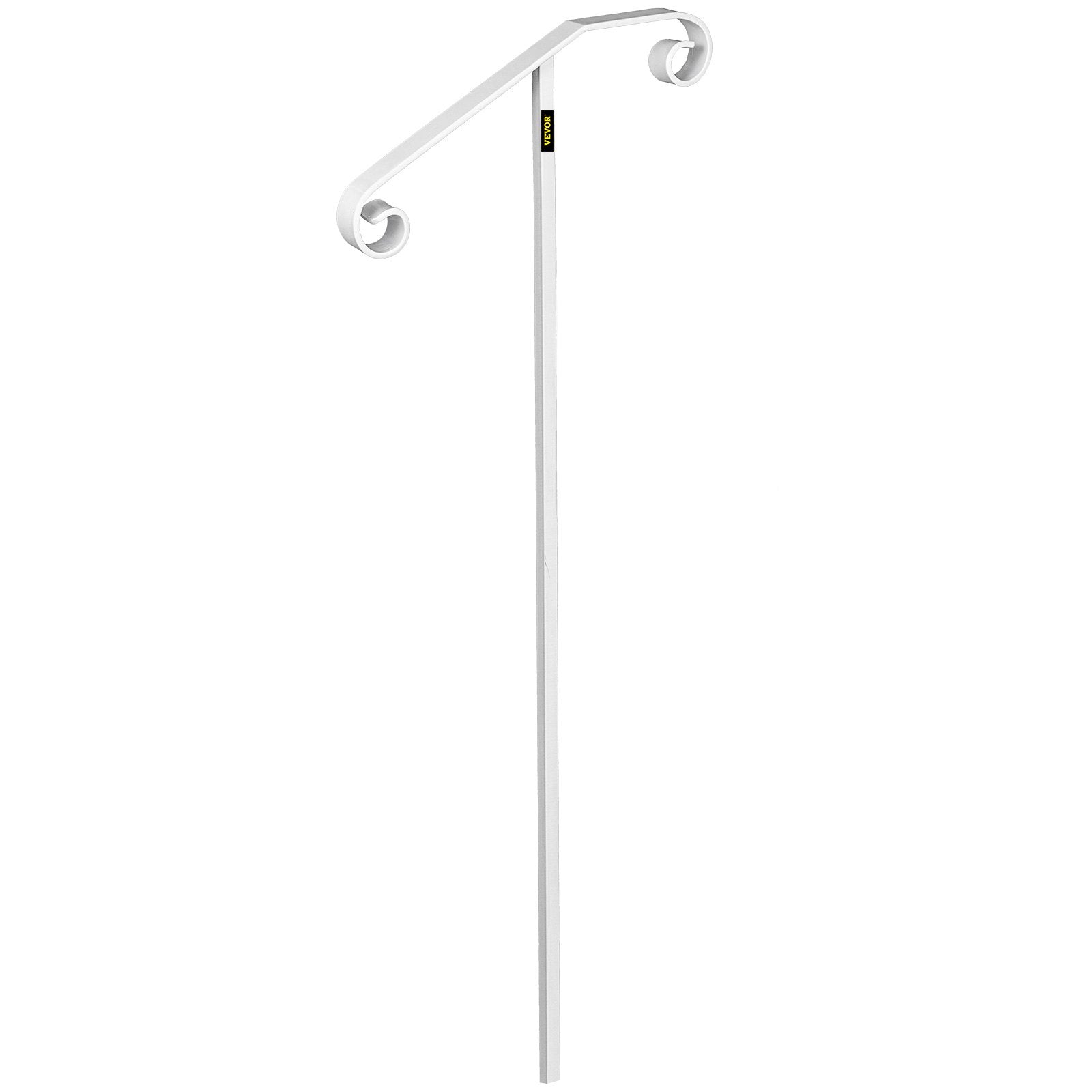 VEVOR Single Post Handrail Wrought Iron Post Mount Step Grab Supports in Ground Long Post Fits 1 or 2 Steps Grab Rail Single Post Railing 